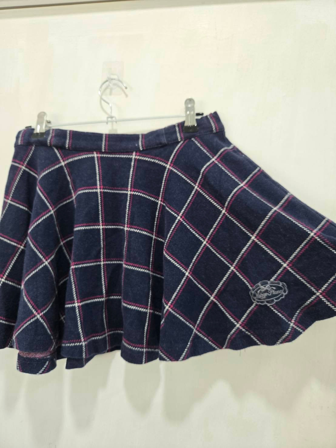 Mezzo Piano Navy Plaid Mini Skirt Size S