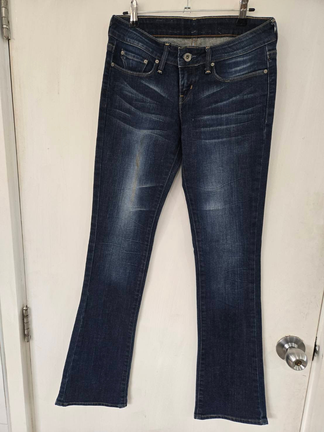 Dark Wash Boot Cut Jeans — Whiskered Thigh Fade — Levi's