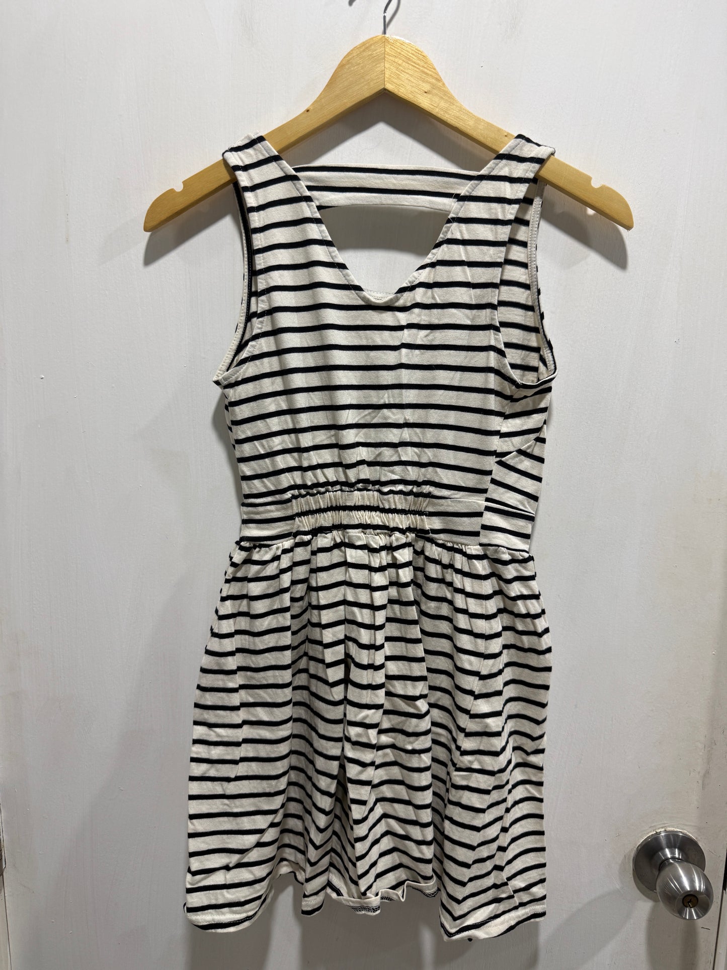 No Brand Black & White Striped Sleeveless Jersey Dress M