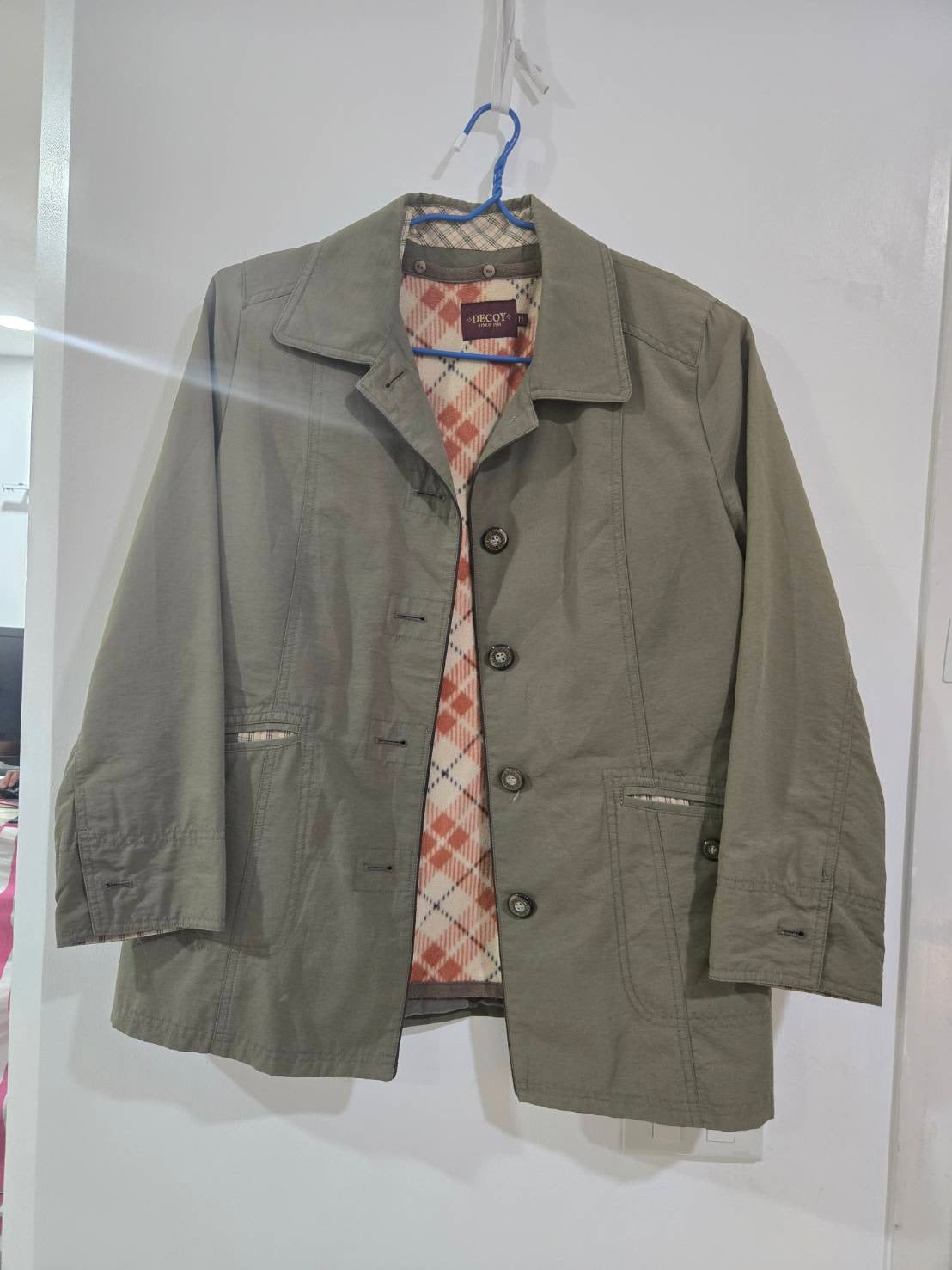 Khaki Jacket — Orange Plaid Lining — Decoy
