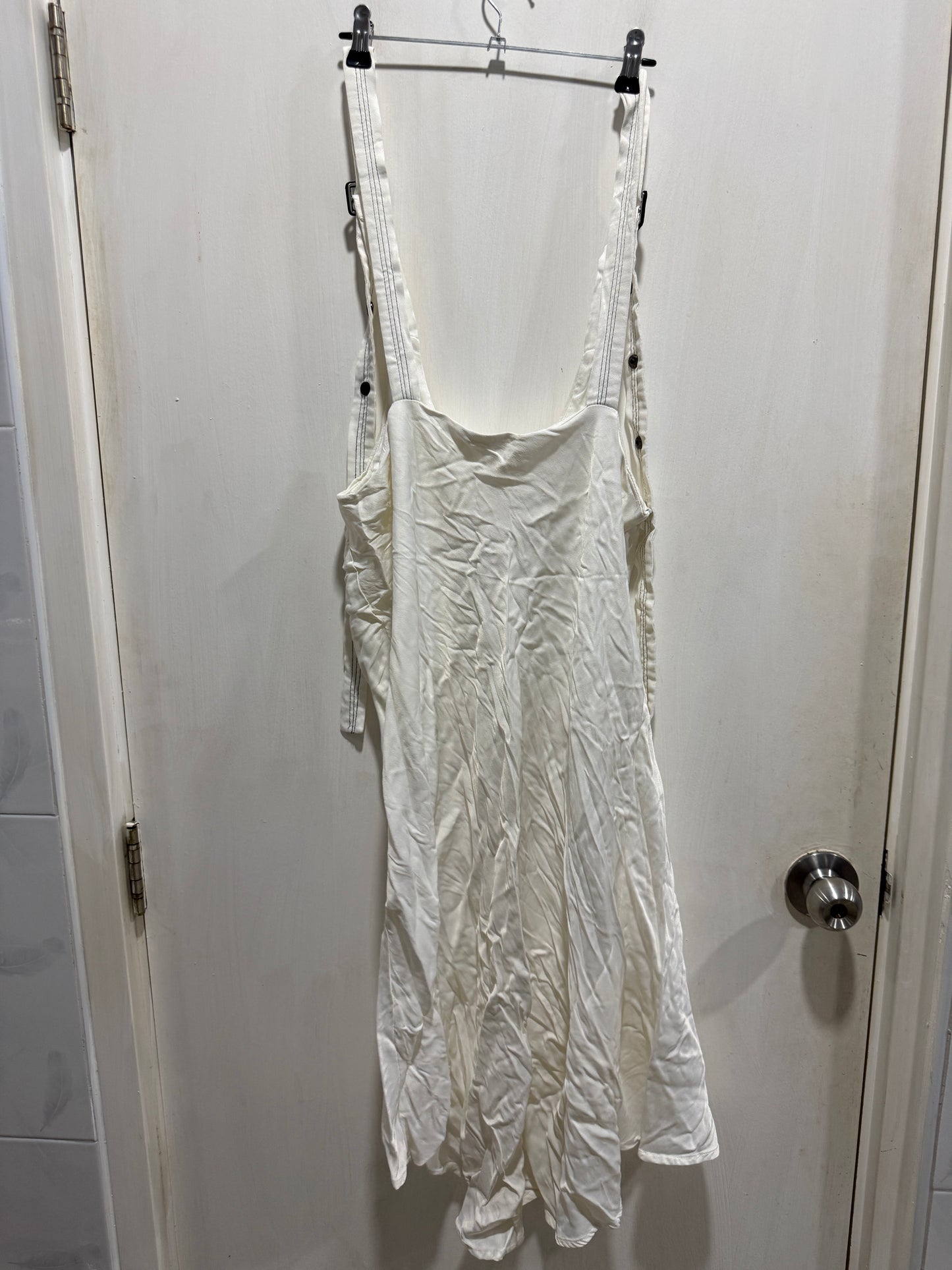 Jinggu Apparel White Crinkled Apron Slip Dress L