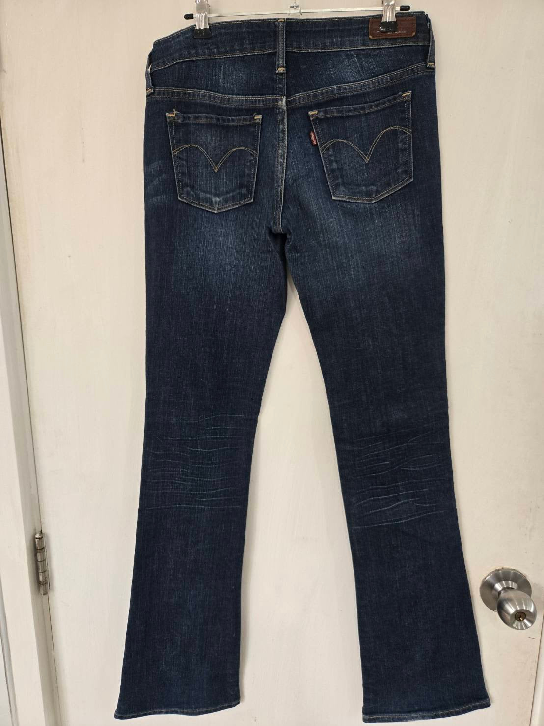 Dark Wash Boot Cut Jeans — Whiskered Thigh Fade — Levi's