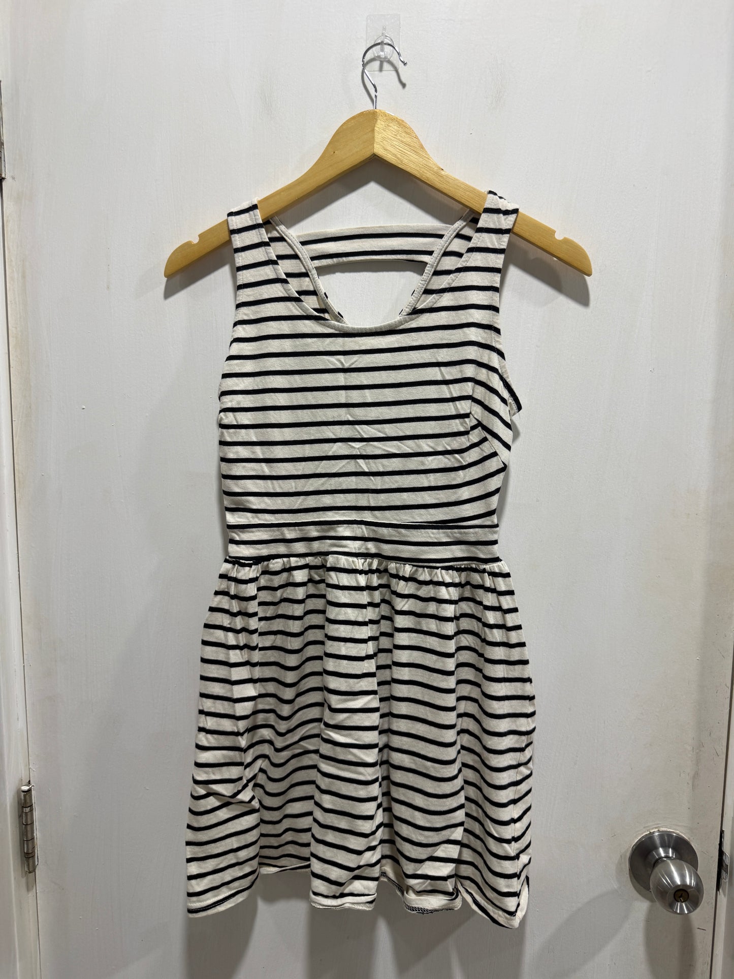 No Brand Black & White Striped Sleeveless Jersey Dress M