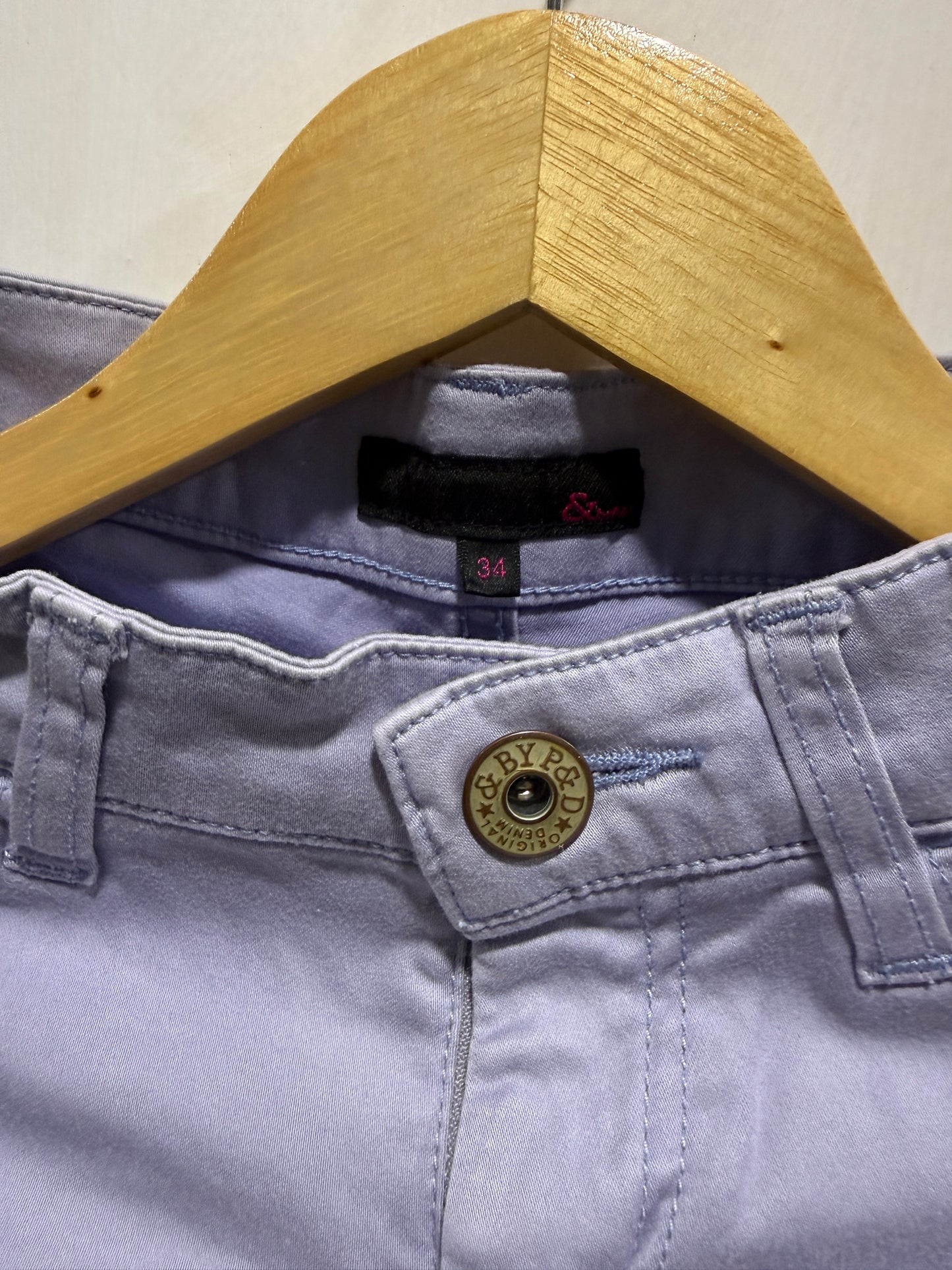 &ByP&D Purple Denim Rolled Cuff Shorts 34