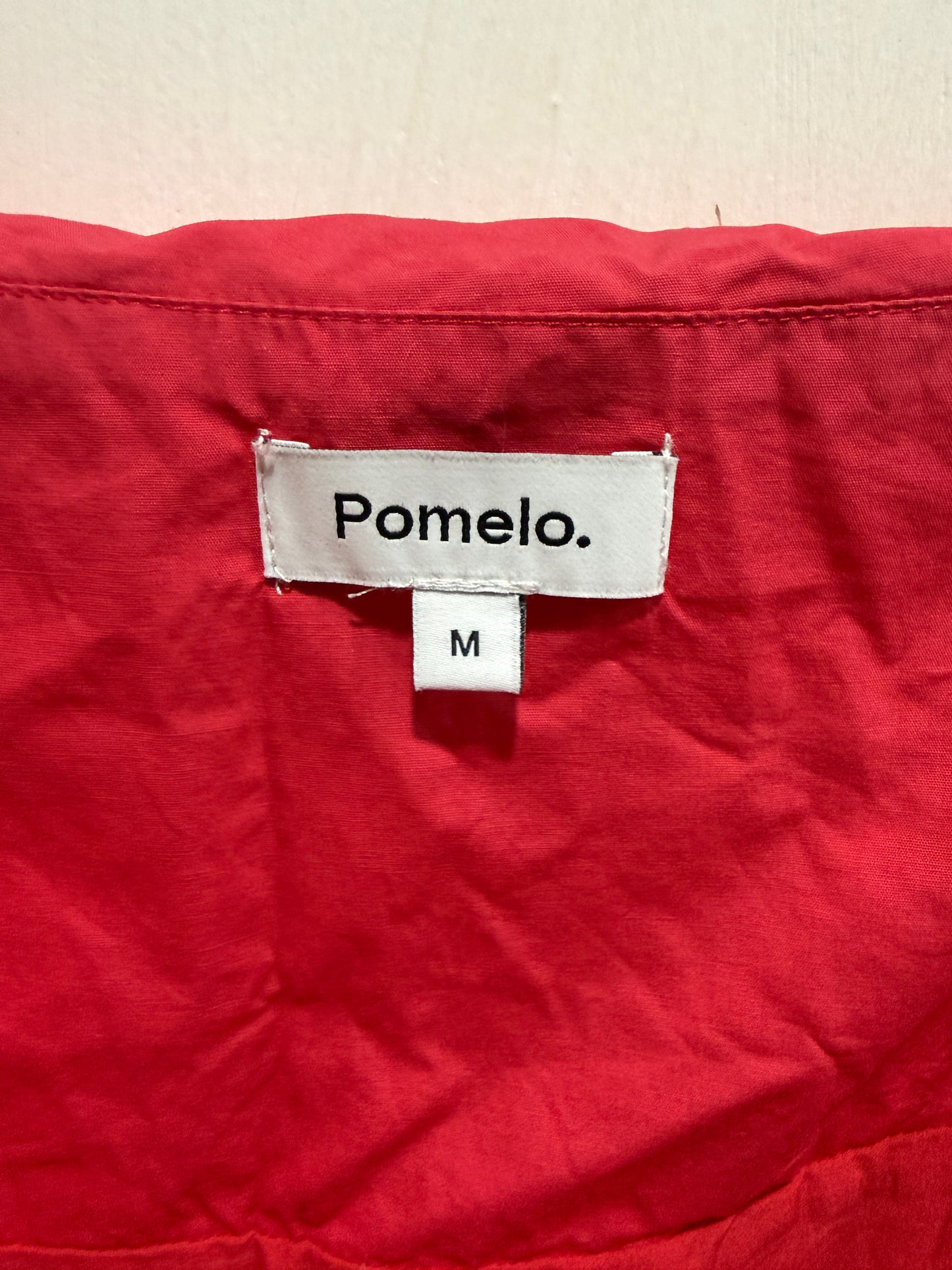Pomelo Red Dropped-Waist Bubble-Hem Mini Skirt M
