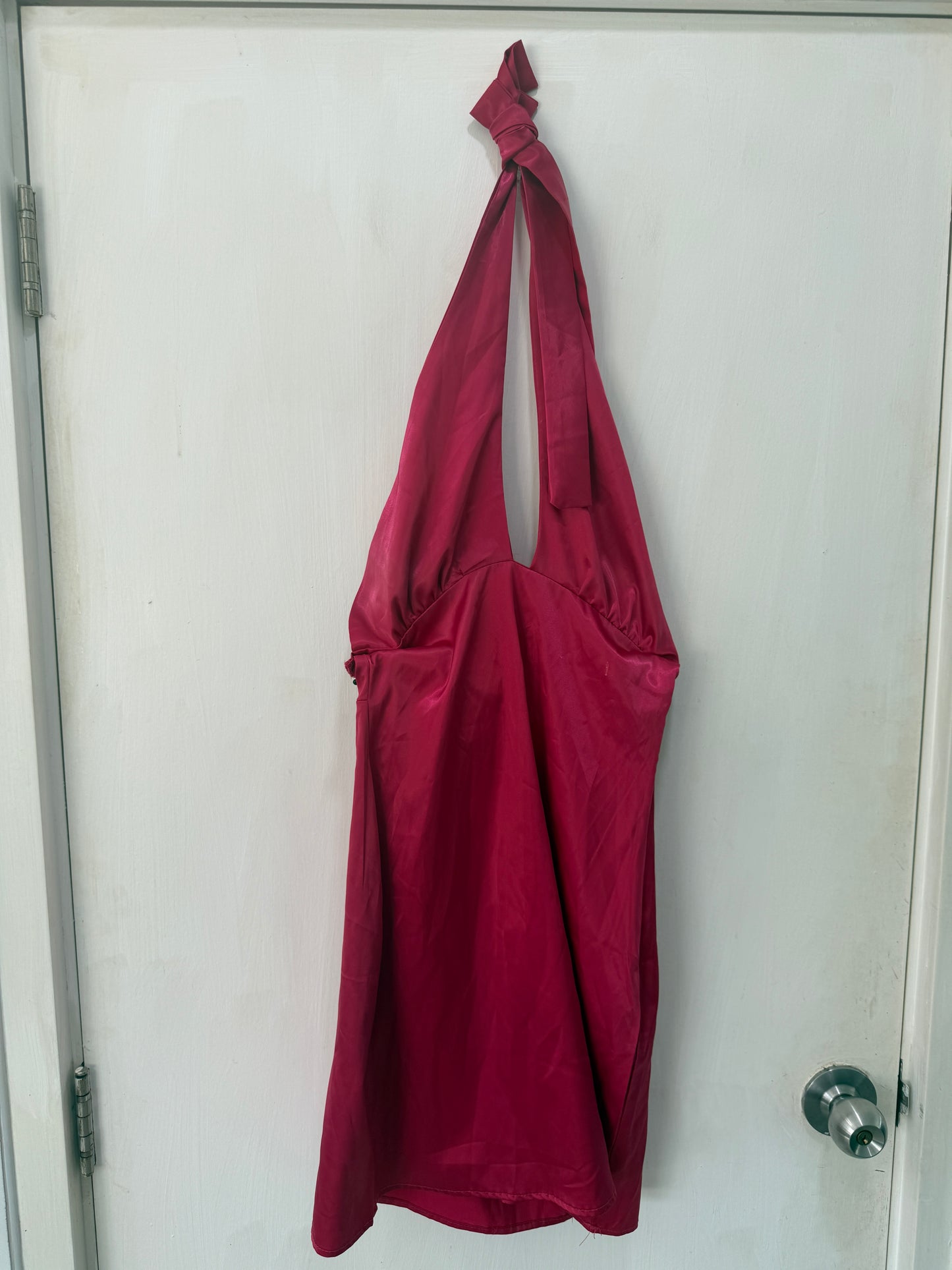 Hot Pink Satin Halter-Neck Top — Vibrant Statement Piece — Shein