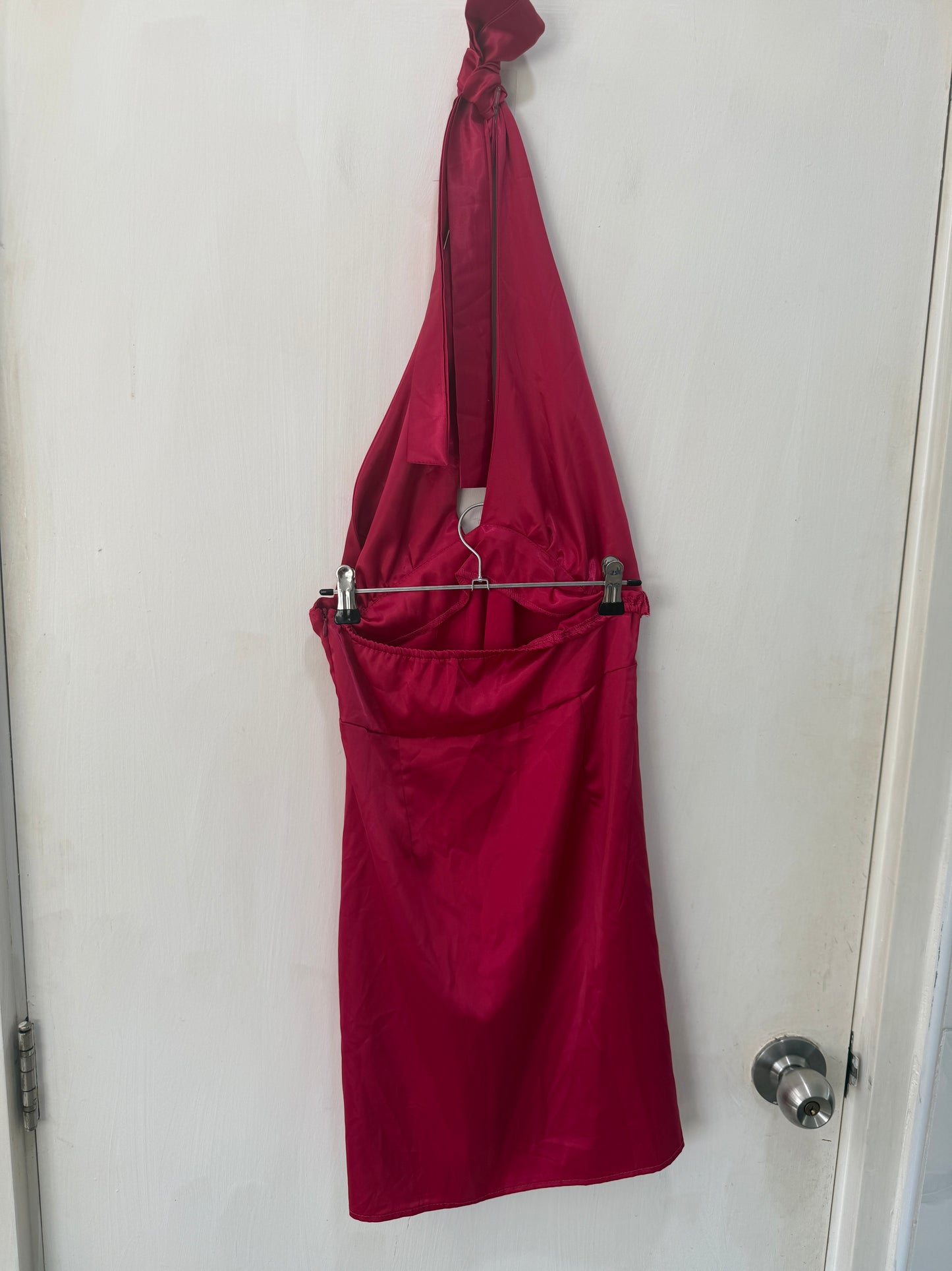 Hot Pink Satin Halter-Neck Top — Vibrant Statement Piece — Shein