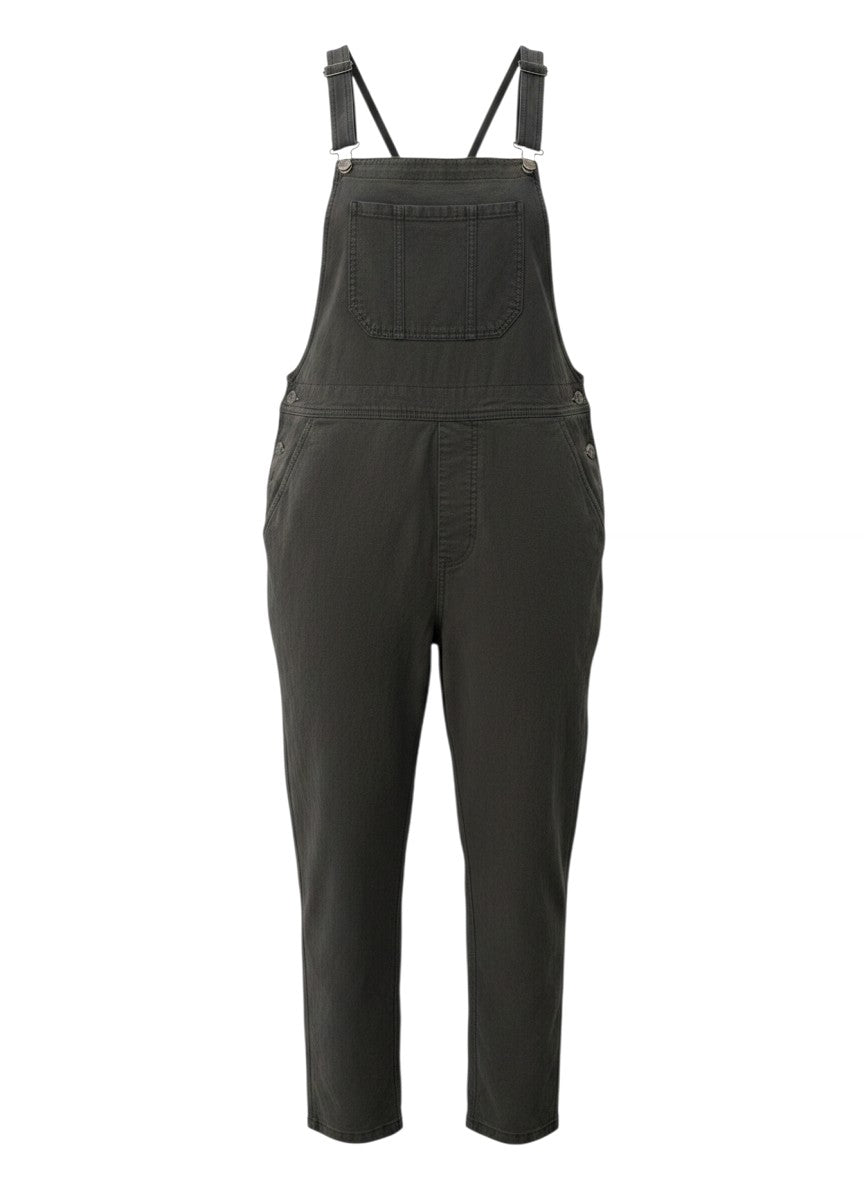 Dark Olive Linen Bib-Overall Relaxed Jumpsuit — Earthy Effortless Style — No Label