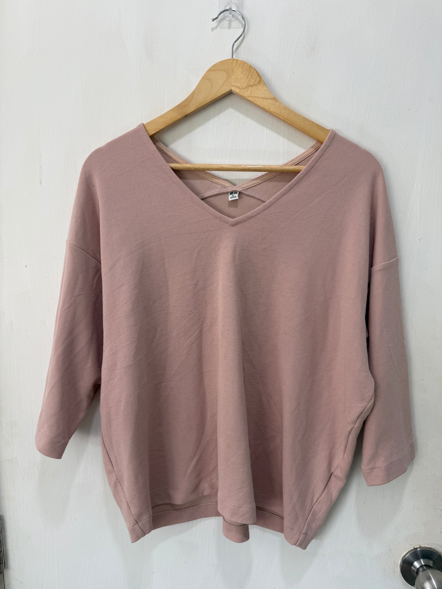 Uniqlo Pink V-Neck Batwing Blouse Size XL