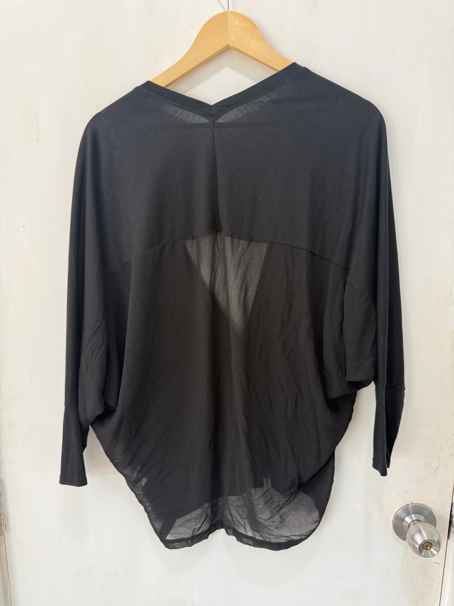 Rienda Black Fluid Dolman Sheer-Back Cardigan Free Size