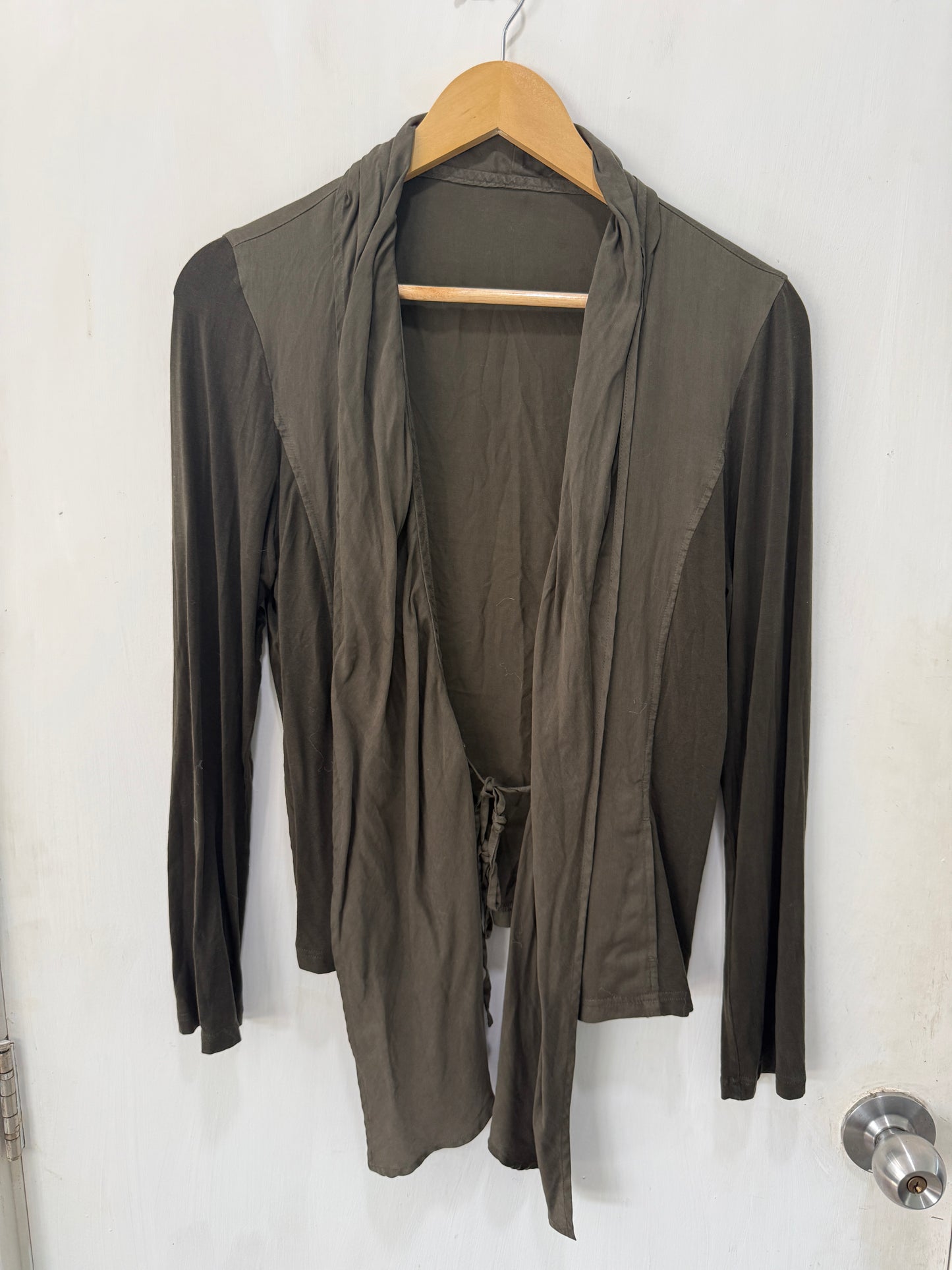 Nuovo Olive Draped Belted Cardigan Size M 38/40