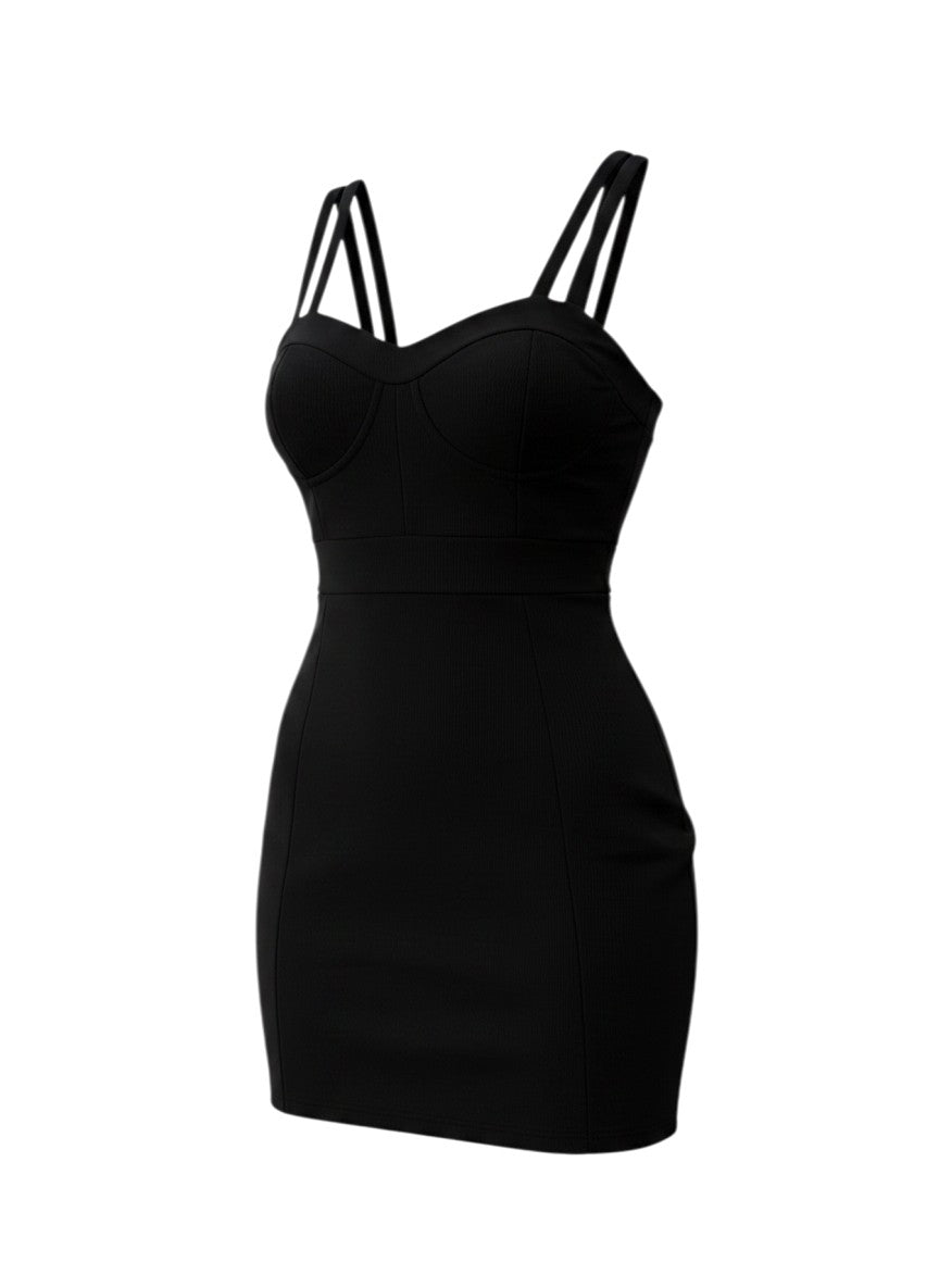 ASOS Black Structured Sweetheart Double-Strap Mini Dress EUR F