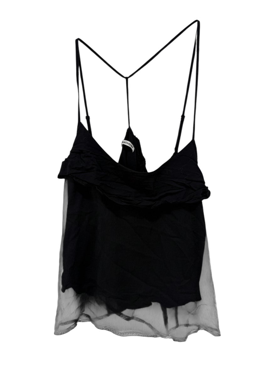 Freak's Store Black Racerback Ruffled Cami Top Size S