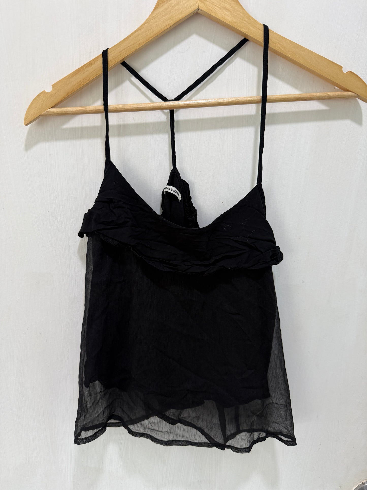 Freak's Store Black Racerback Ruffled Cami Top Size S