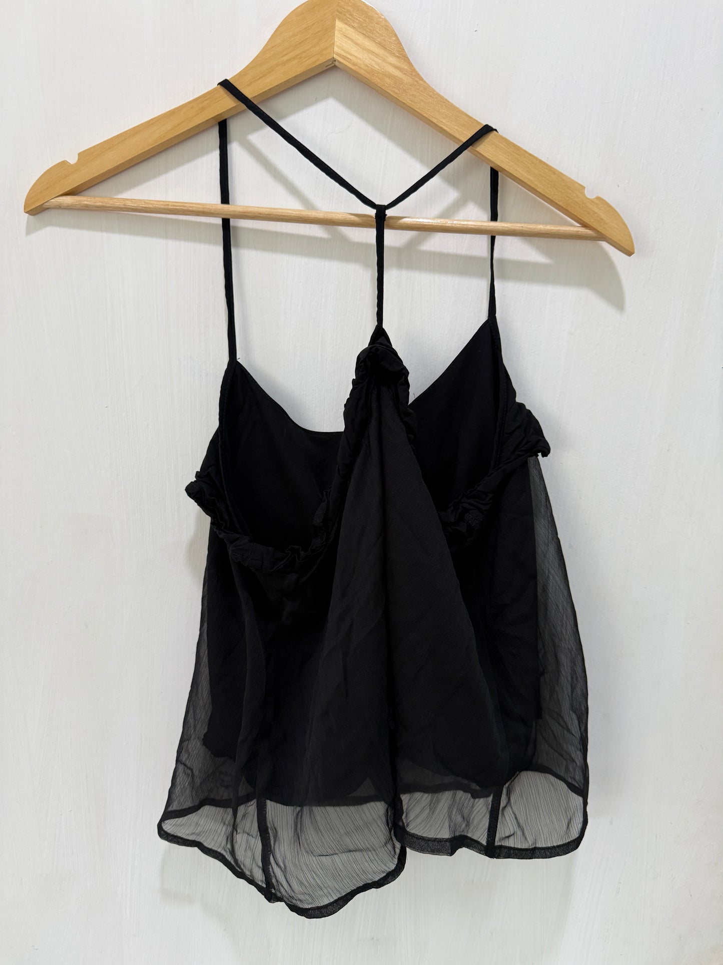 Freak's Store Black Racerback Ruffled Cami Top Size S