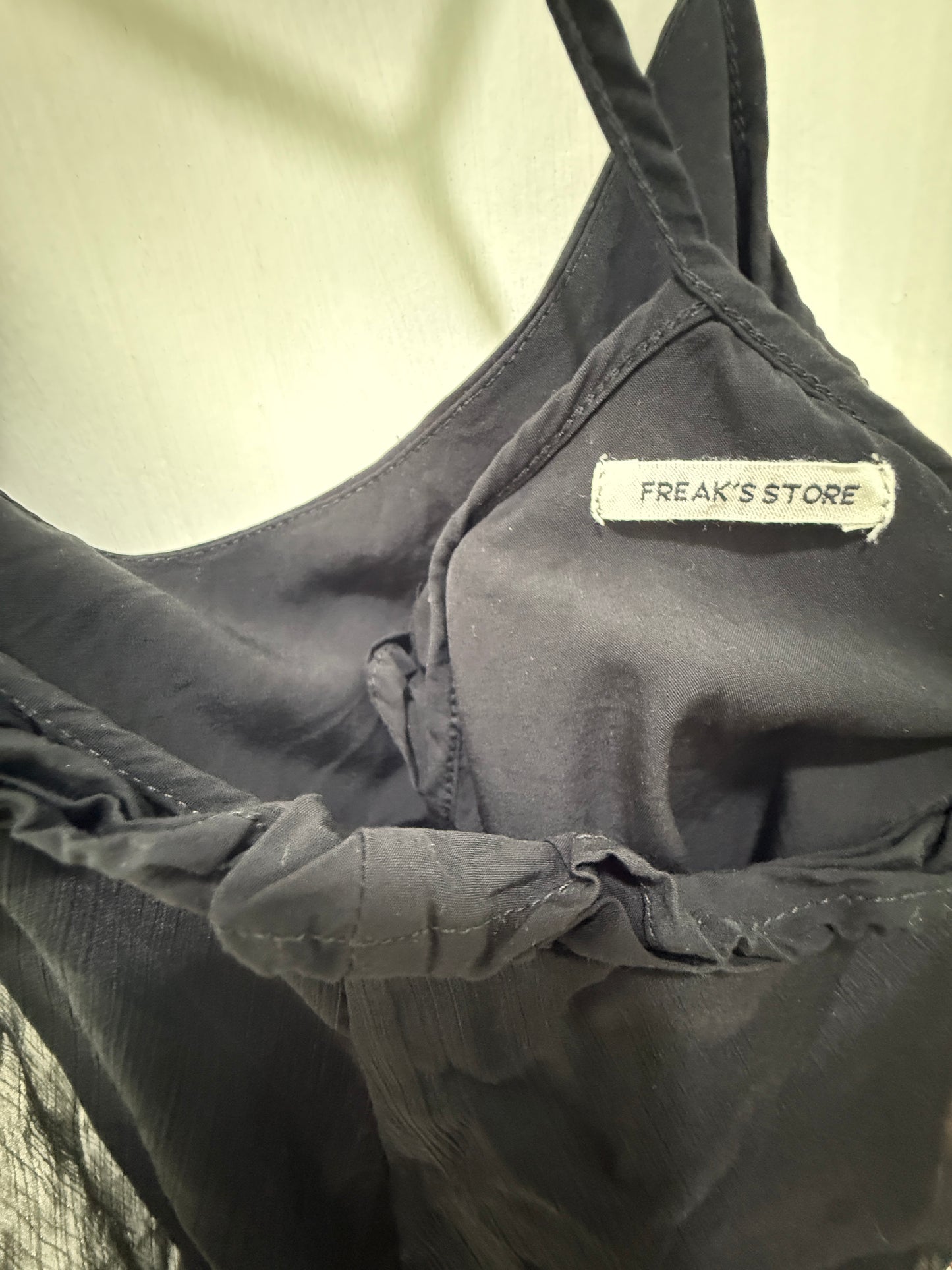 Freak's Store Black Racerback Ruffled Cami Top Size S