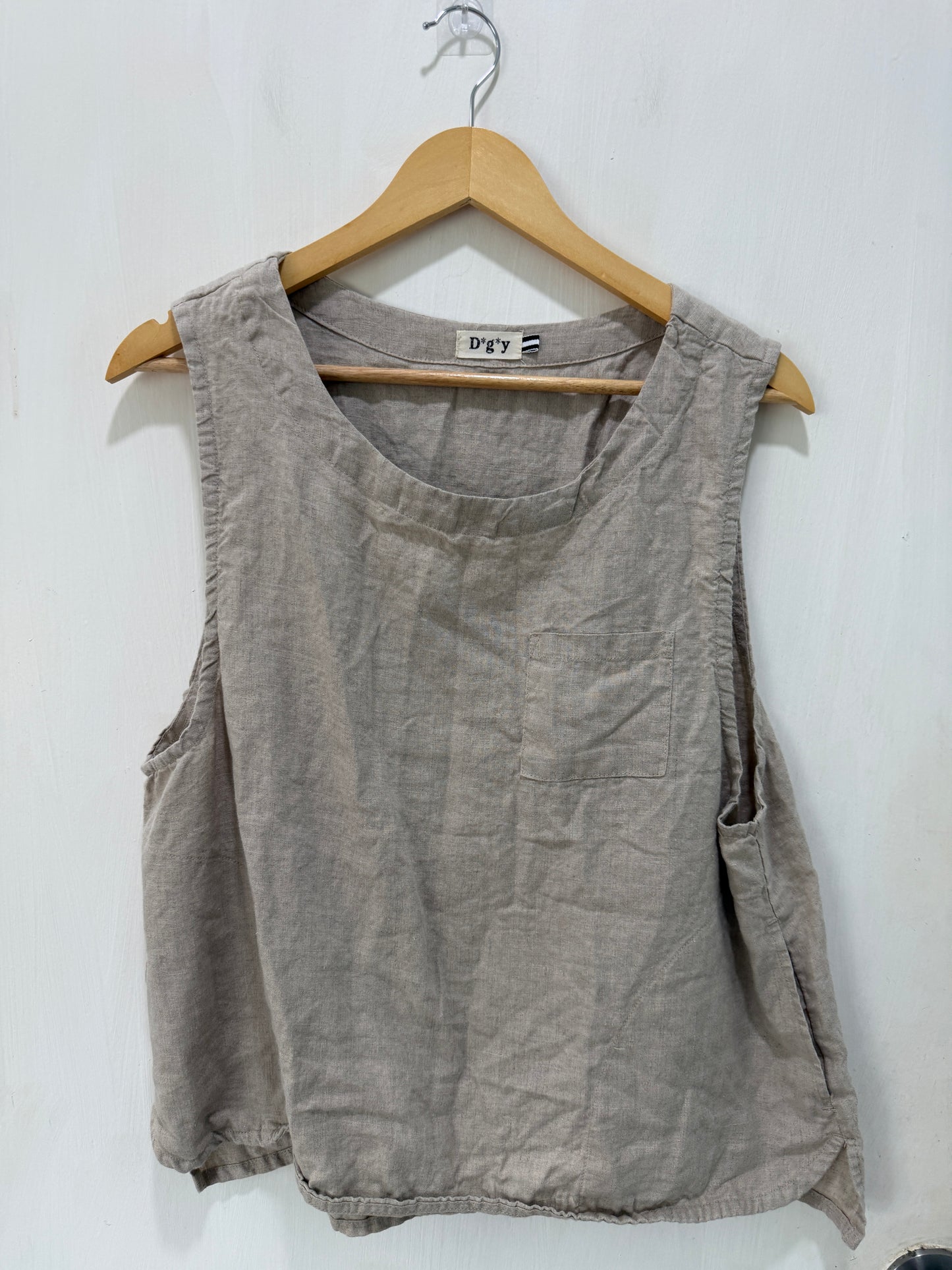D'g*y Beige Linen Sleeveless Vest Top Size M