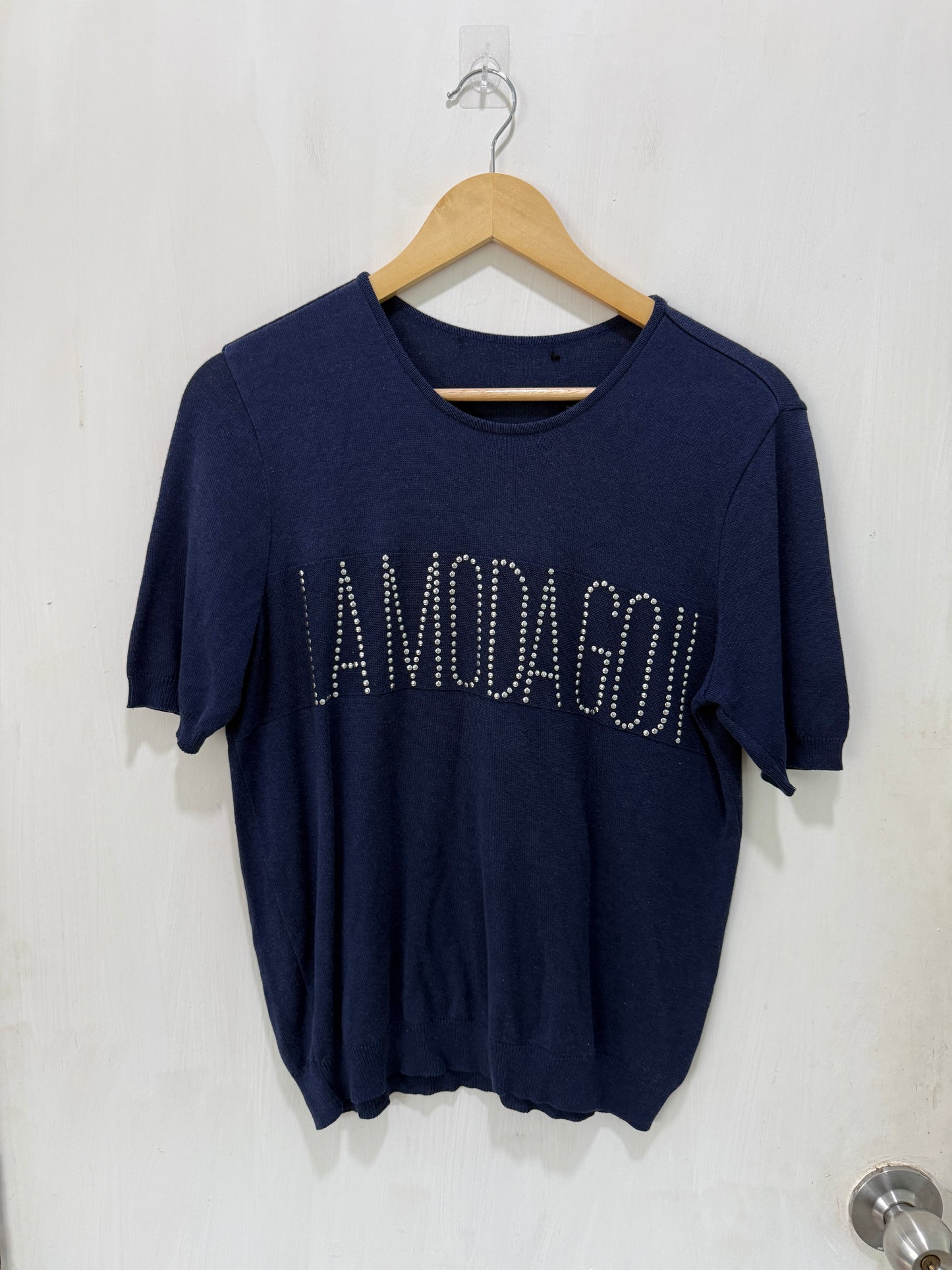 La Moda Goji Navy Blue Knit Top Size S/M