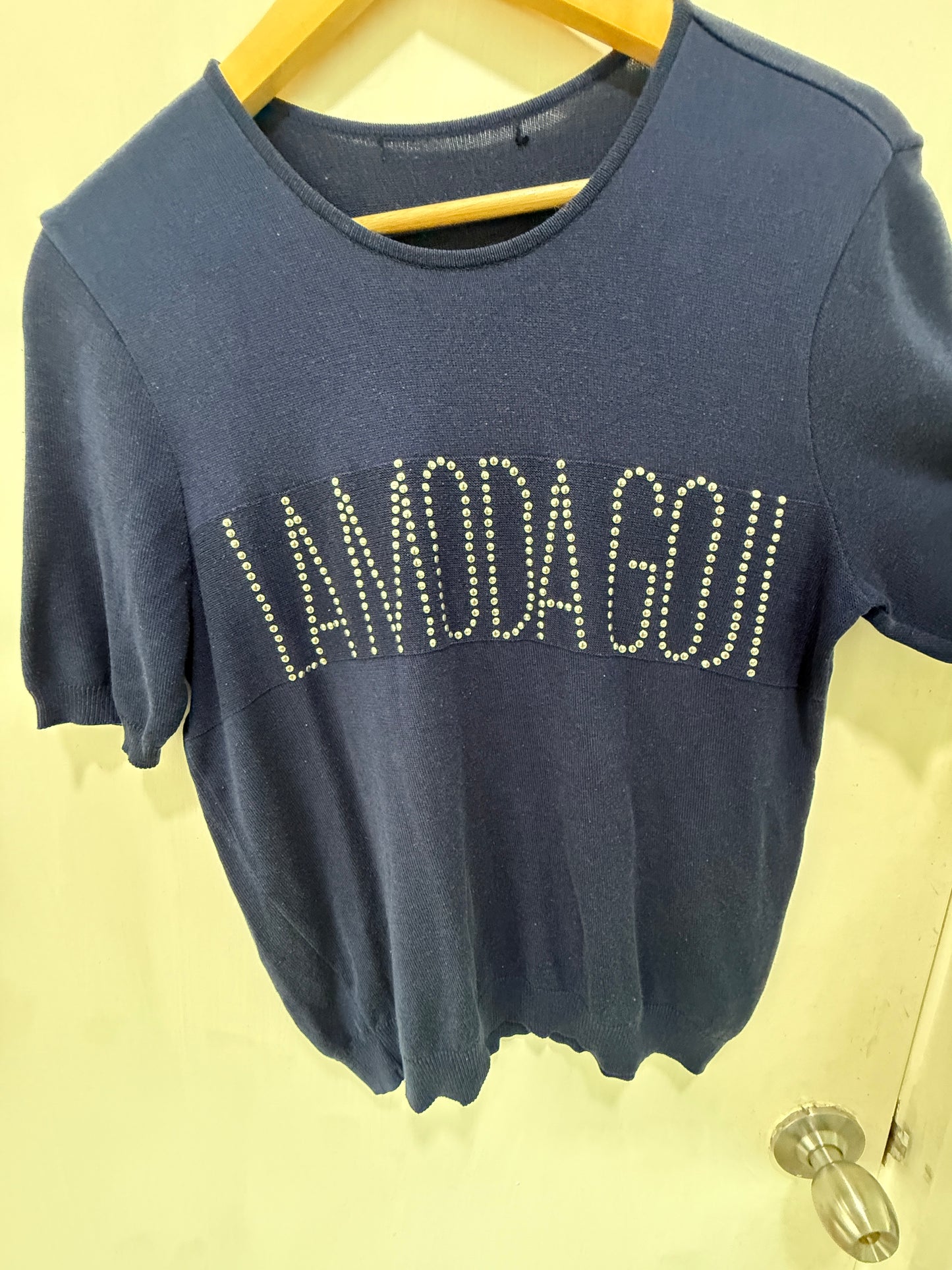 La Moda Goji Navy Blue Knit Top Size S/M