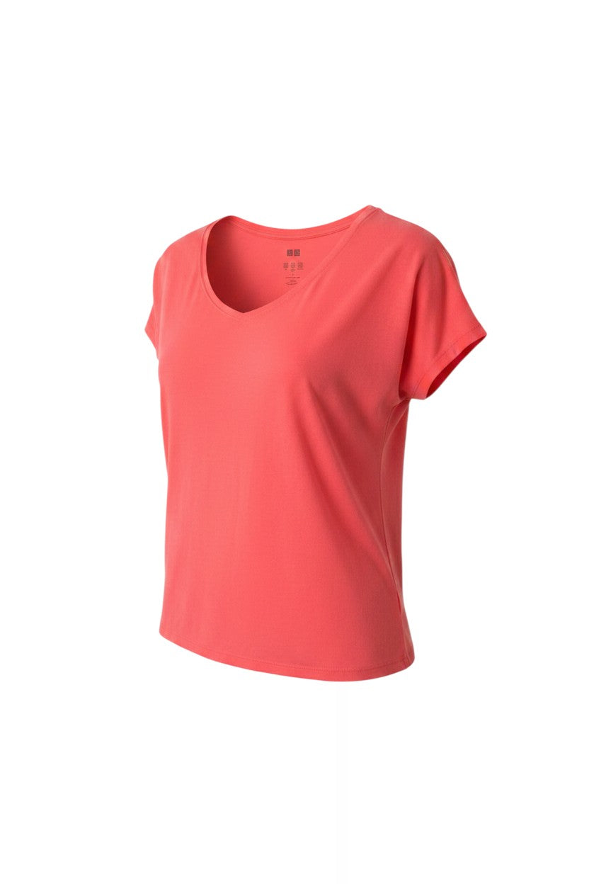 Coral Orange V-Neck T-Shirt — Uniqlo