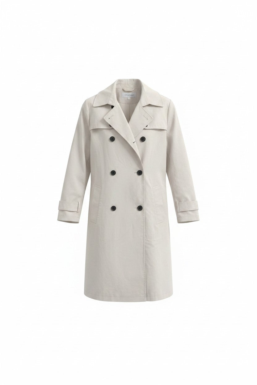 White Double-Breasted Trench Coat — Style Basic