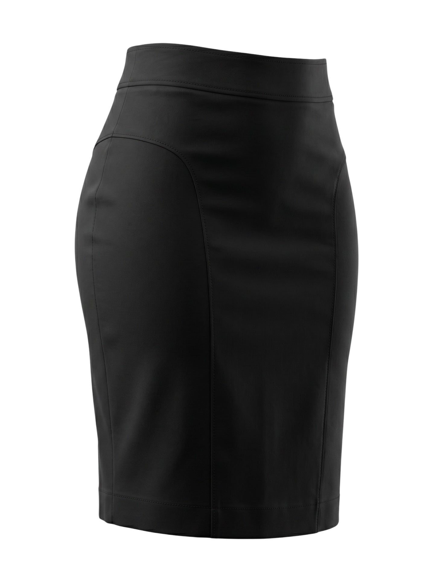Black Structured Straight Skirt — Knee-Length Tailored — Et puis Place
