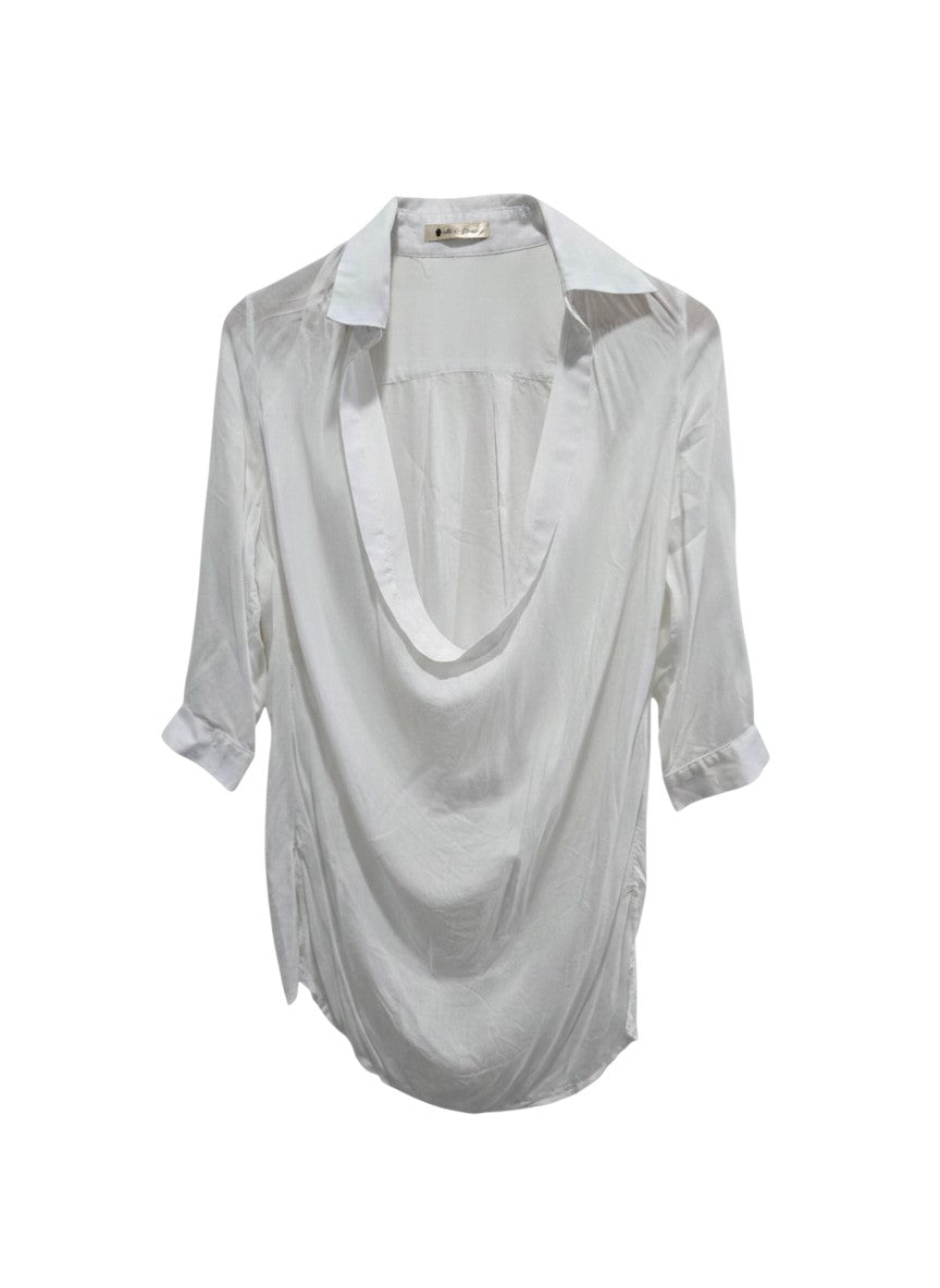 Bou Jeloud White Deep V-Neck Blouse