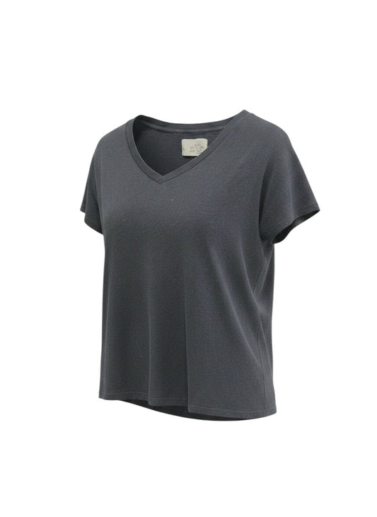 Charcoal Heathered V-Neck T-Shirt — Distinctive Collar Detail — n'Or Label
