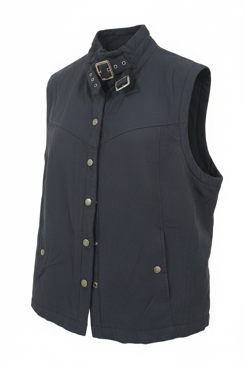 Black Stand-Collar Vest — Buckle Detail — Bon Cilie × Chardonne