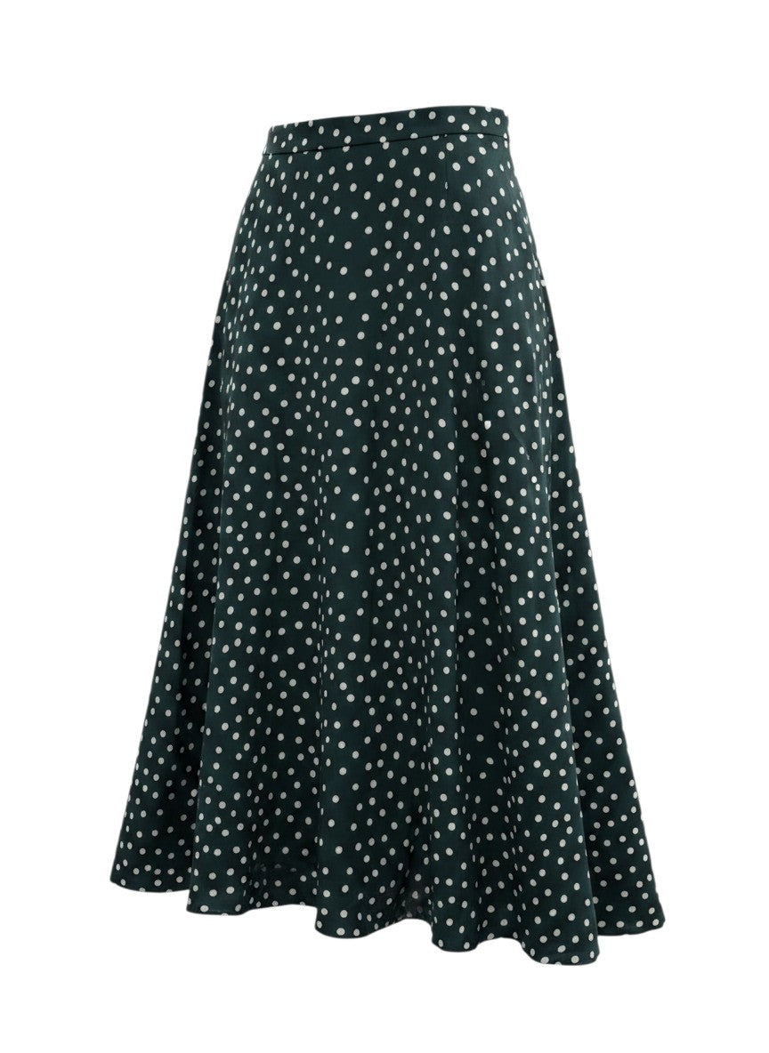 Noble Green Vintage Polka Dot Midi Skirt