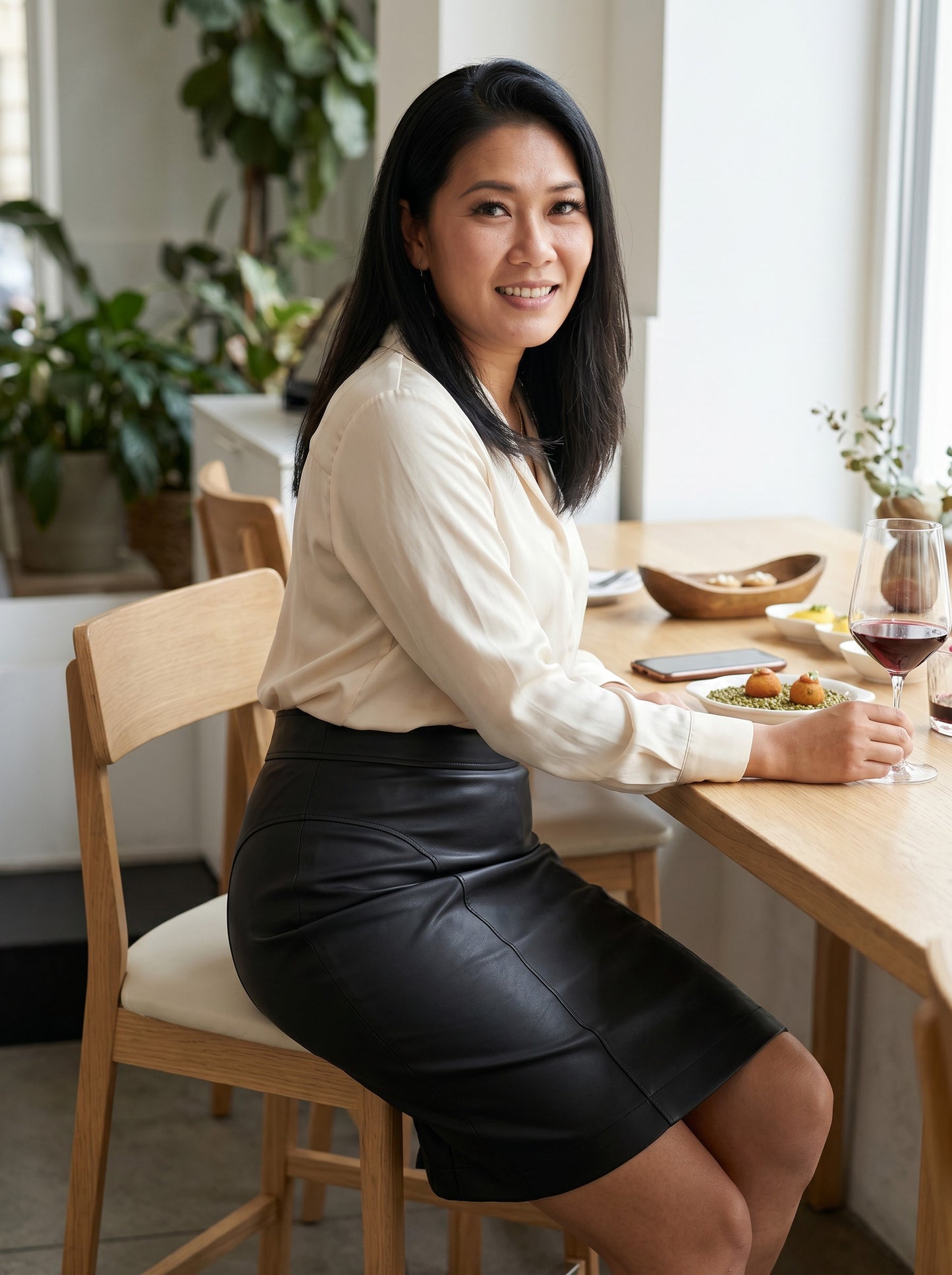Black Structured Straight Skirt — Knee-Length Tailored — Et puis Place