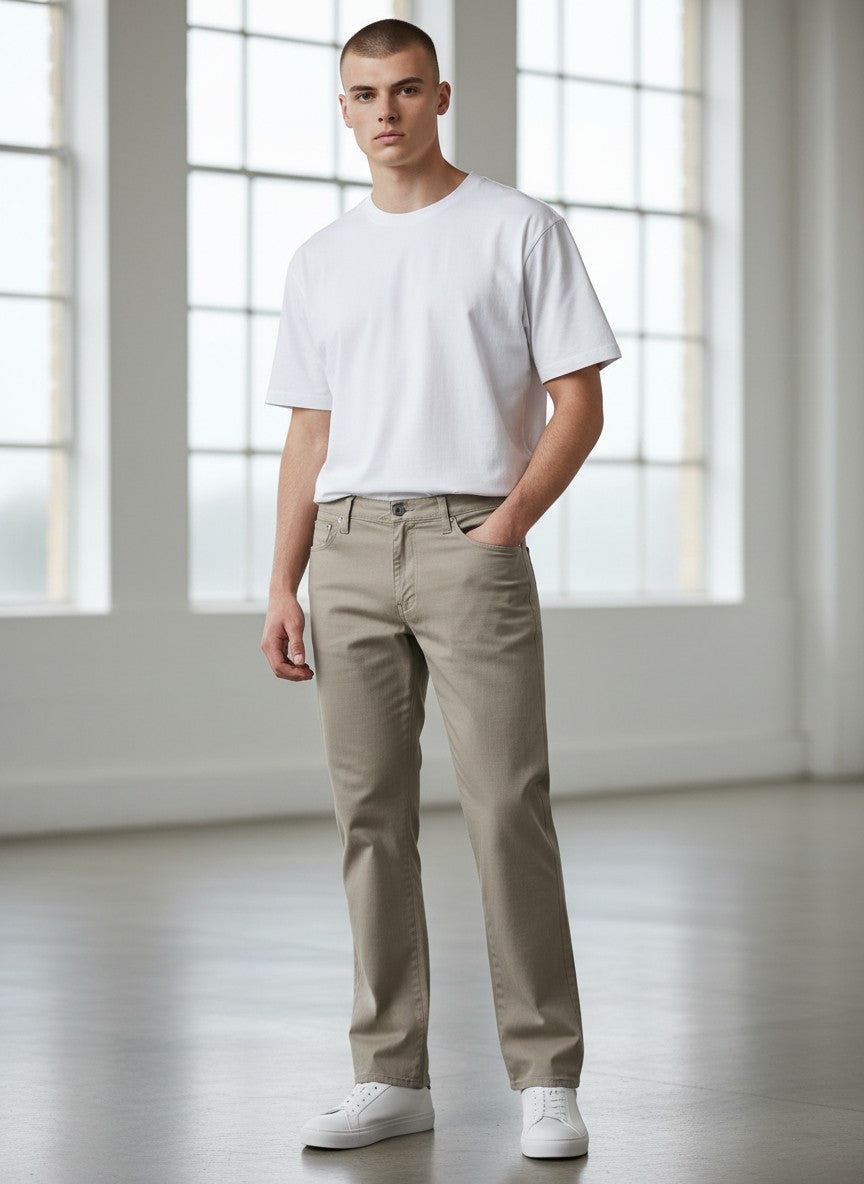 Gaminerie Beige Straight-Leg Khaki Pants