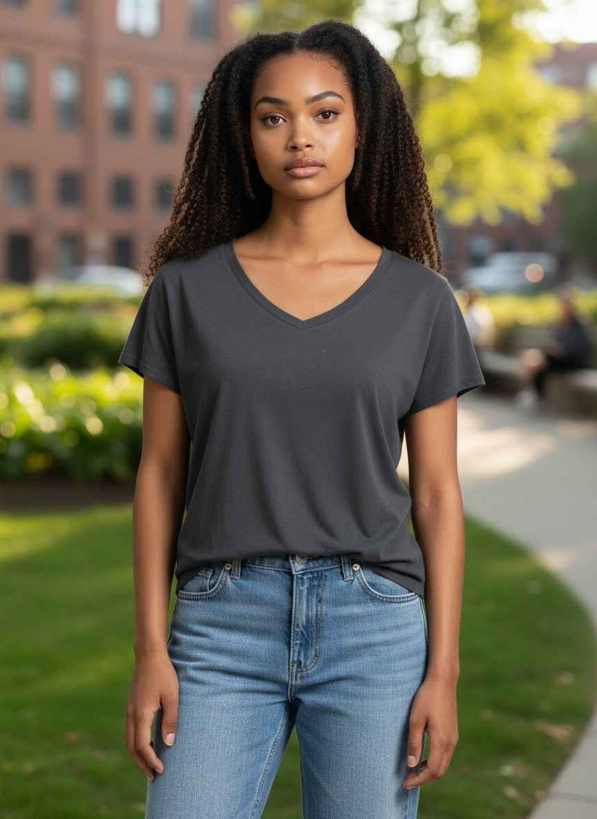n'Or Label Charcoal Heathered V-Neck T-Shirt