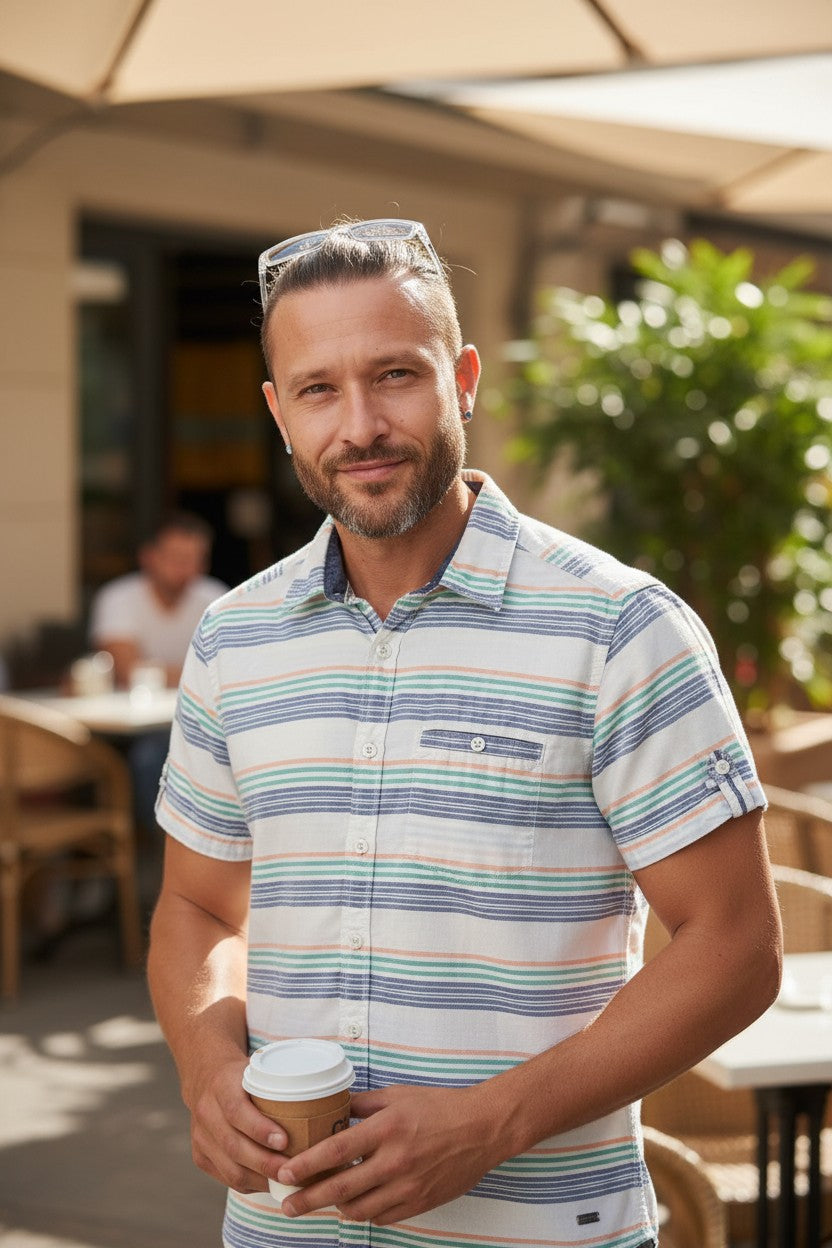 Short-Sleeve Striped Shirt — Multi-Colour — EDC by Esprit