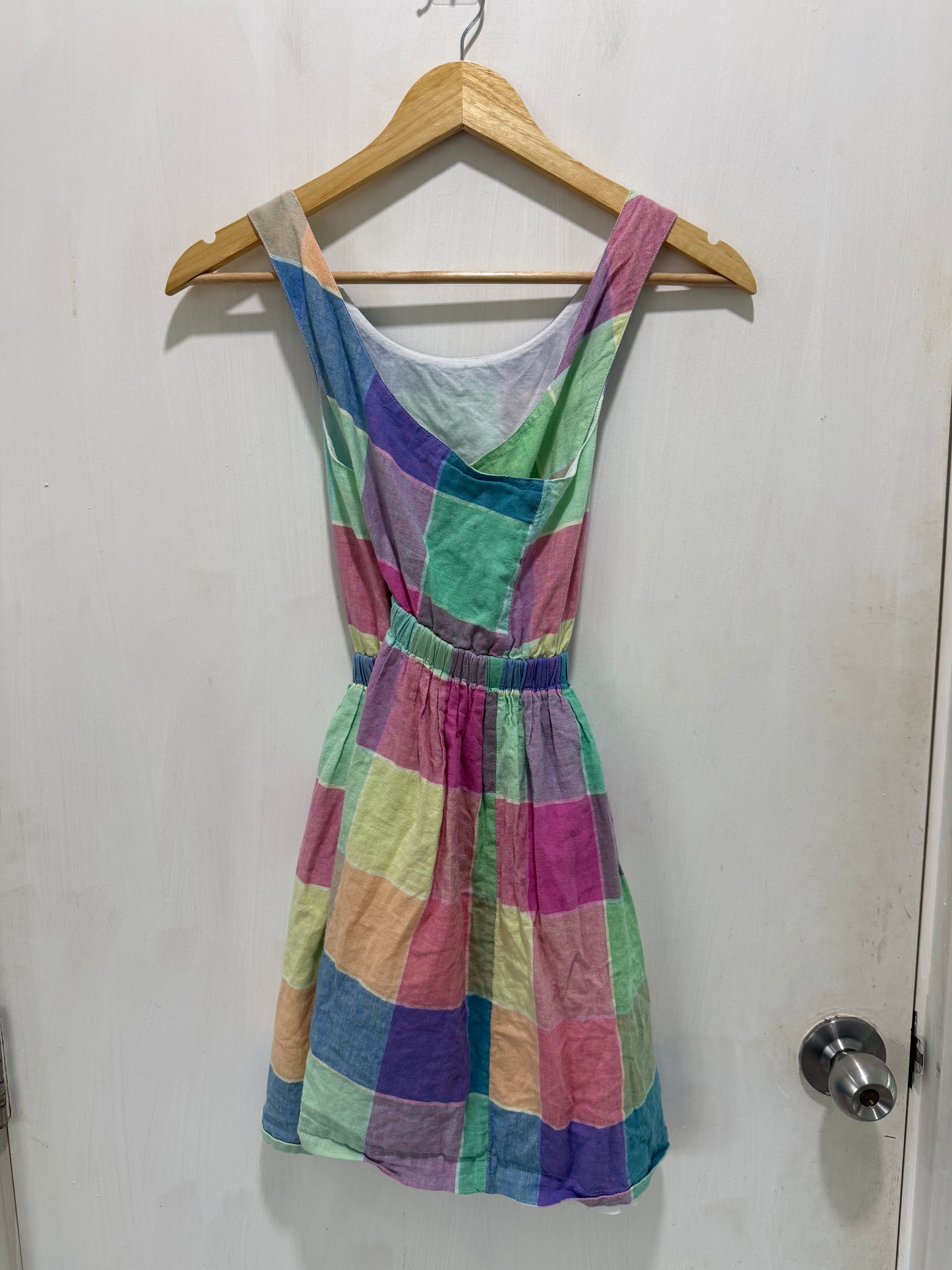 No Brand Multicolor Plaid Linen-Cotton Dress XS/S