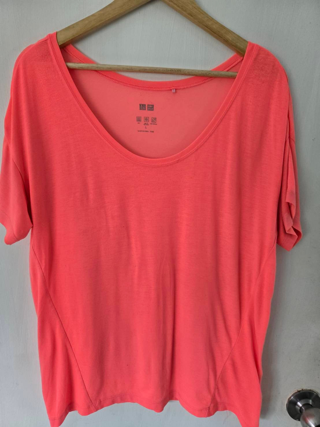 Coral Orange V-Neck T-Shirt — Uniqlo