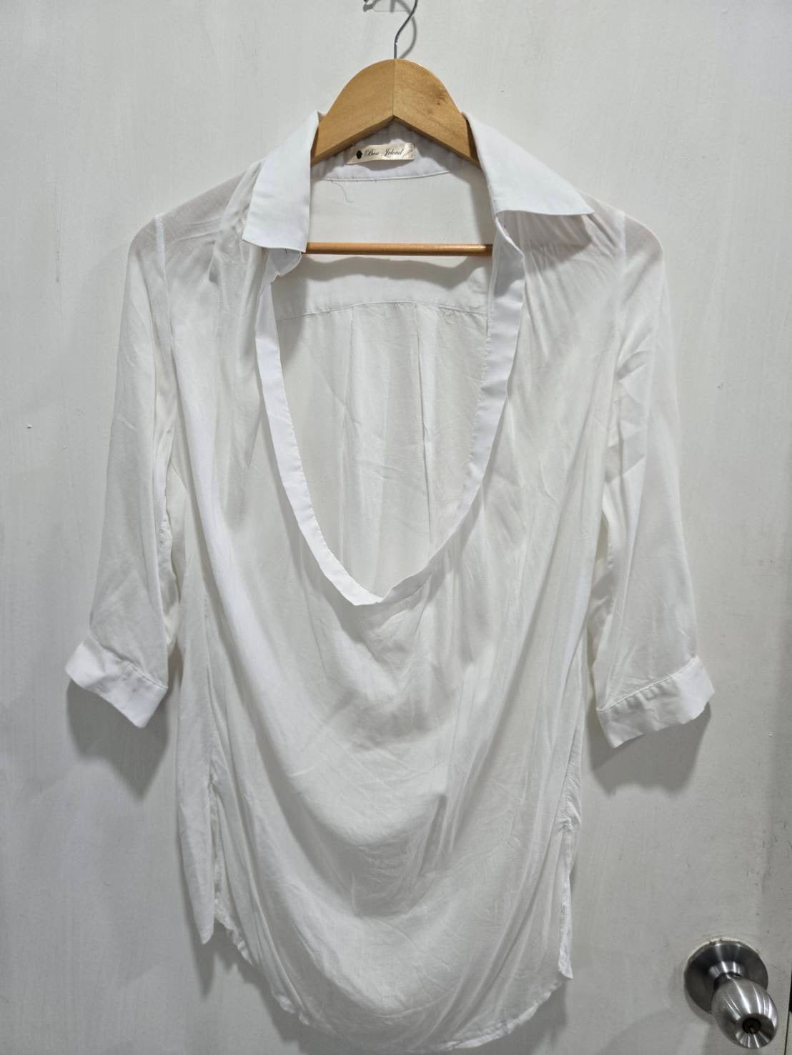 Bou Jeloud White Deep V-Neck Blouse