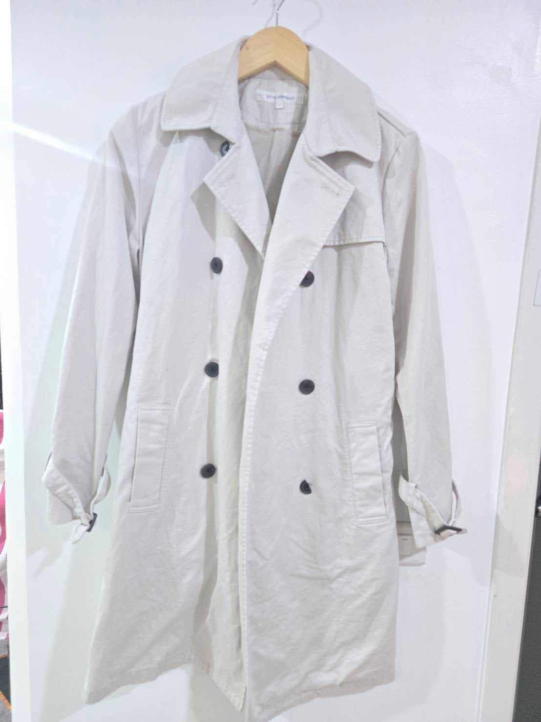 White Double-Breasted Trench Coat — Style Basic