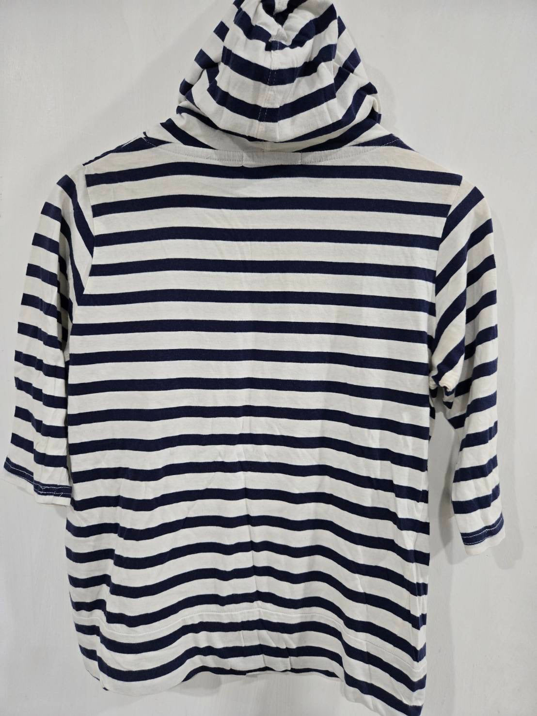 Navy Striped Hooded Sweatshirt — University Print Longline — Heartbeat