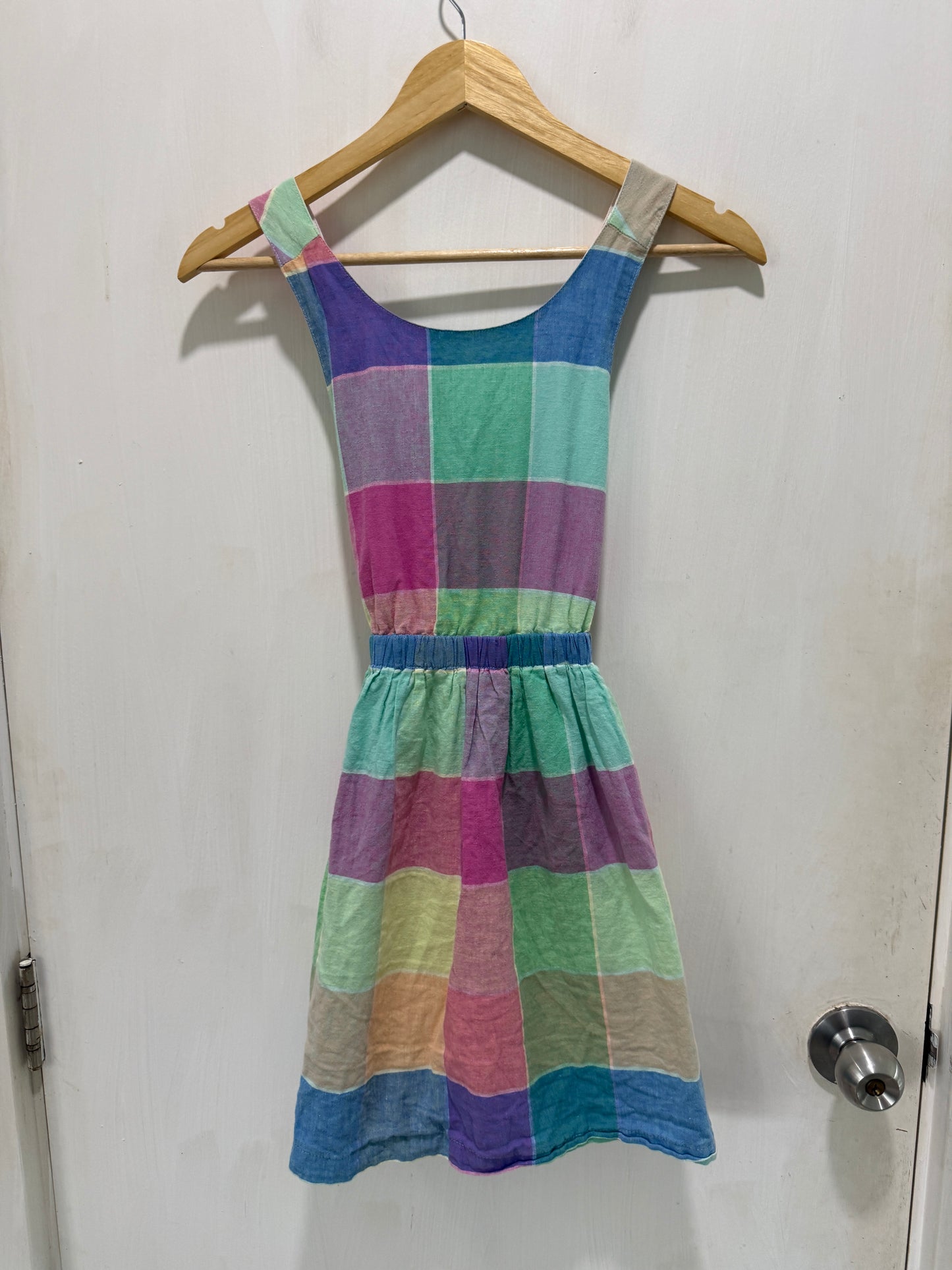 No Brand Multicolor Plaid Linen-Cotton Dress XS/S