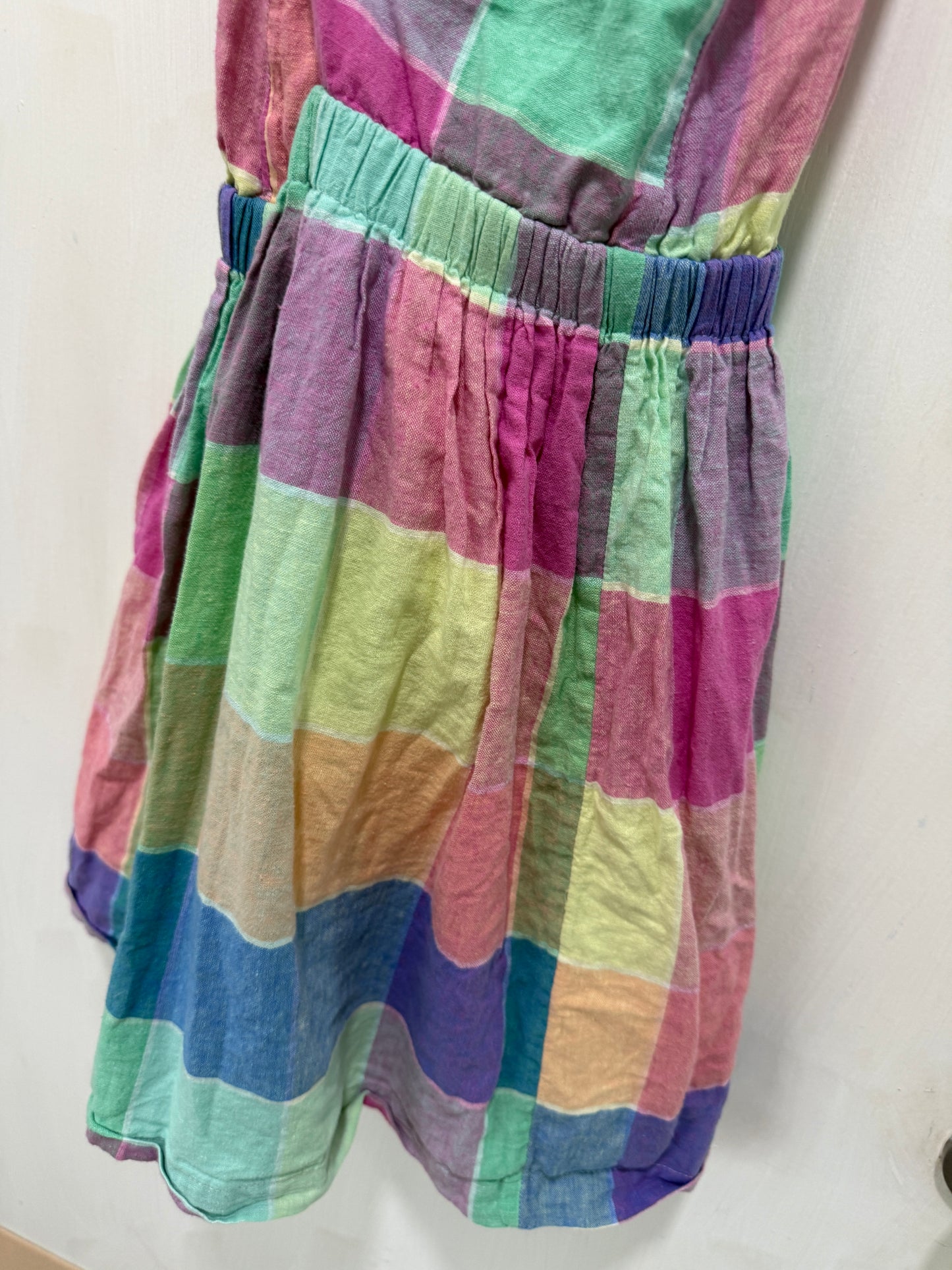 No Brand Multicolor Plaid Linen-Cotton Dress XS/S