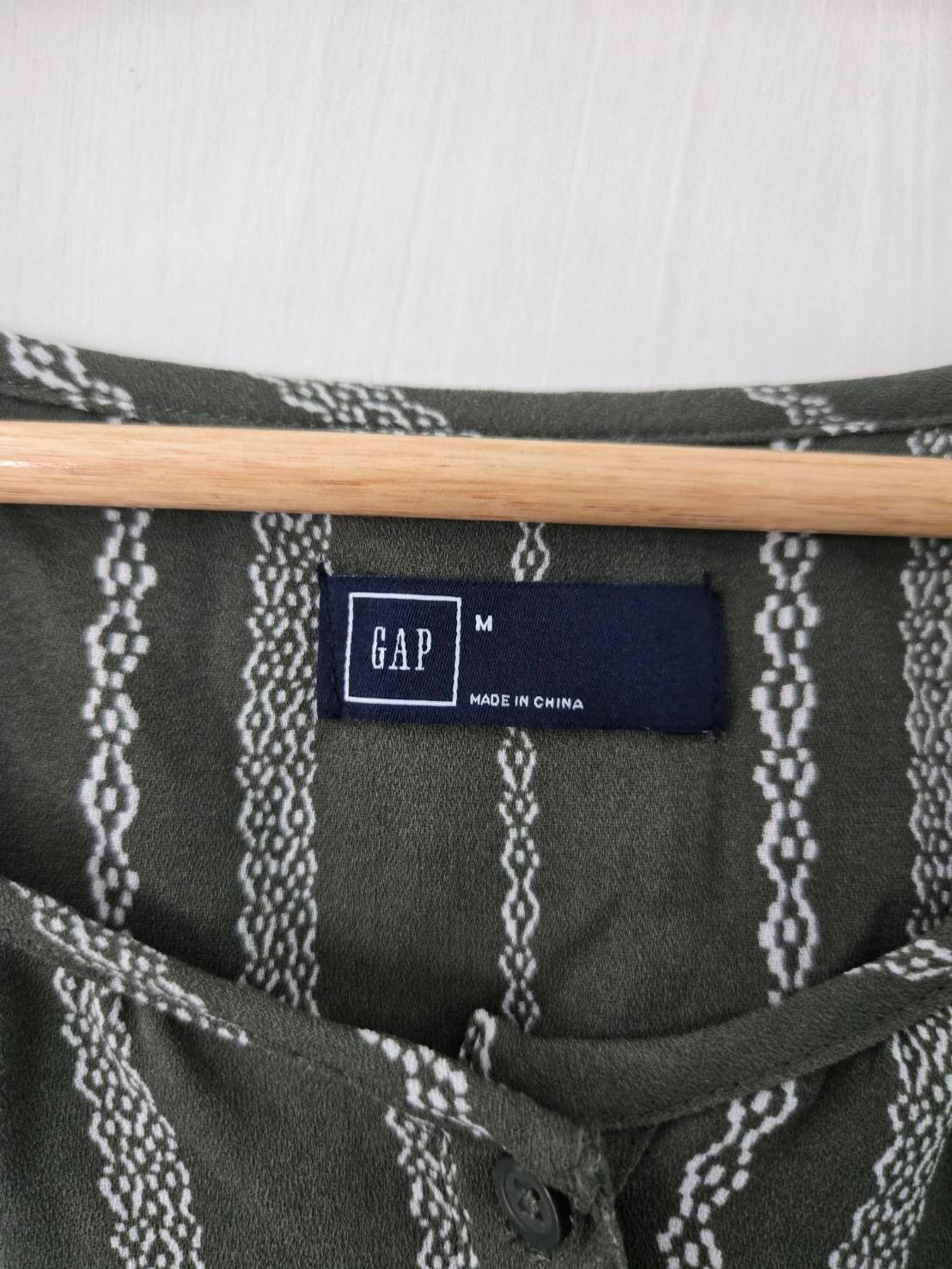 Olive Striped Boho Dress — Drawstring Waist — GAP
