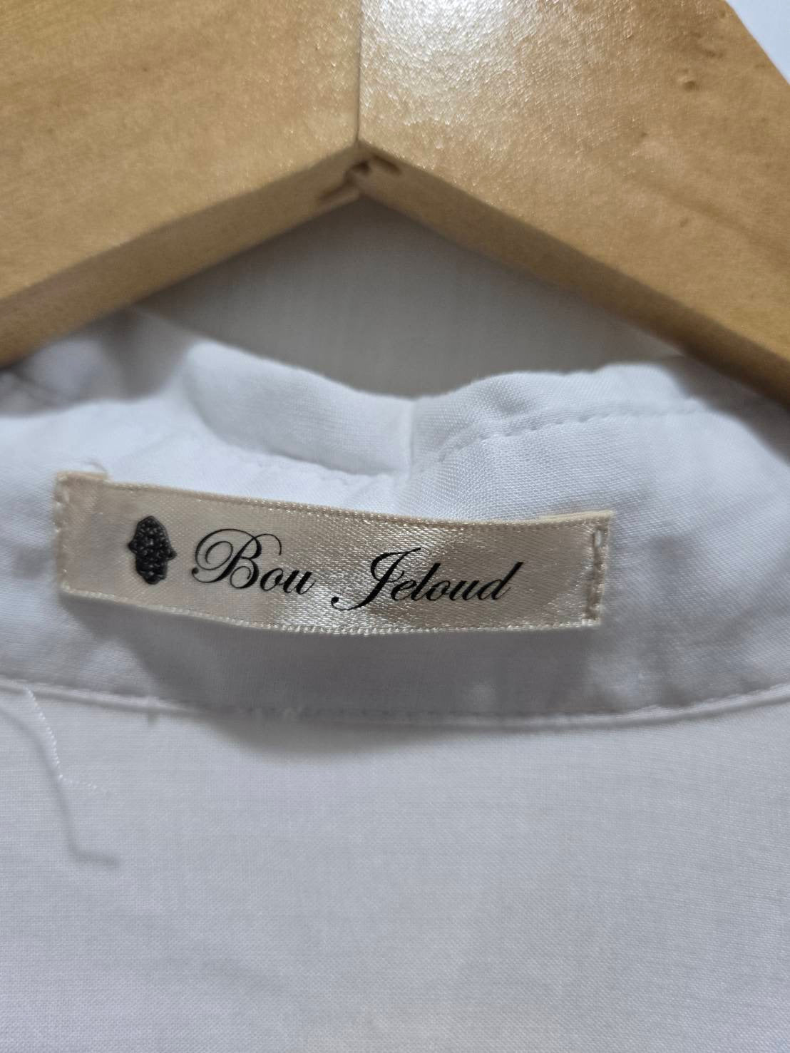 Bou Jeloud White Deep V-Neck Blouse