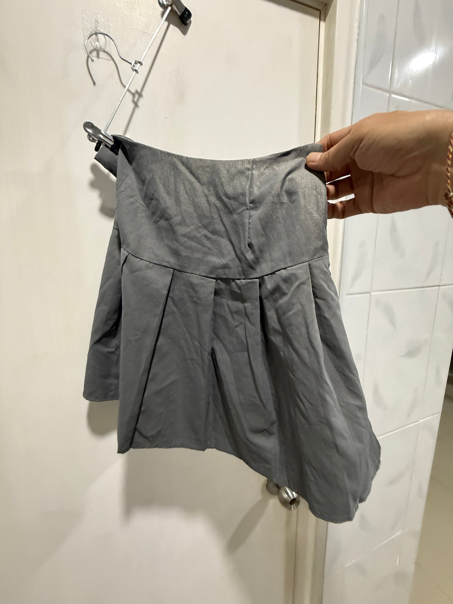 No Brand Grey Pleated Mini Skirt S
