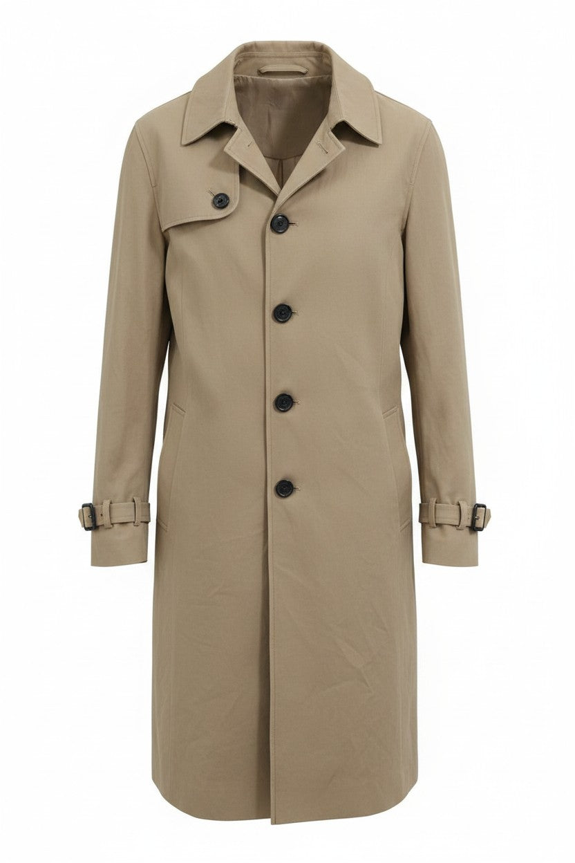 Dark Beige Single-Breasted Trench Coat — Innowave