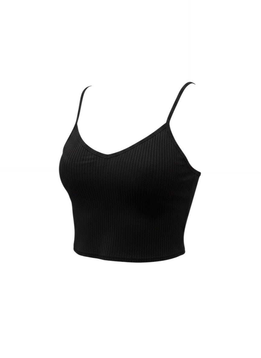 Sur Black Ribbed Camisole Crop Top M