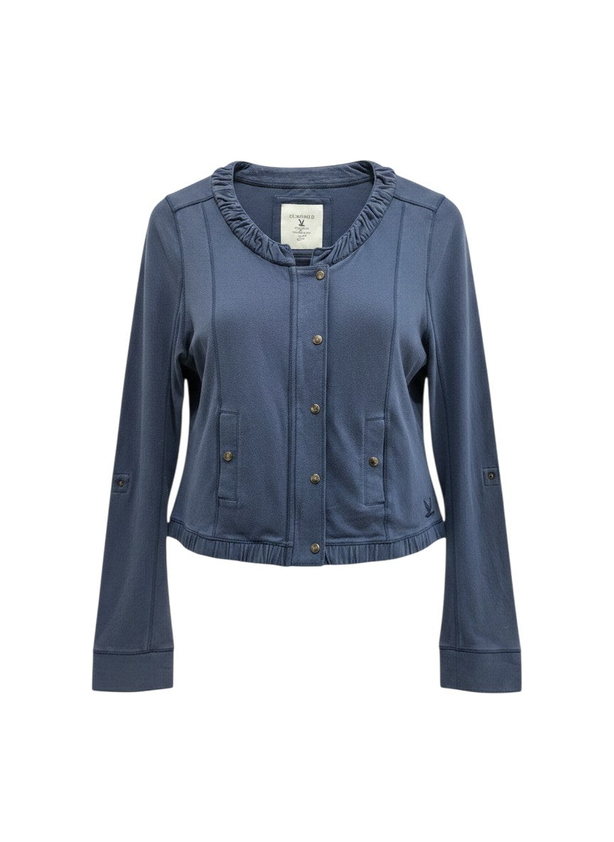 CC Double O Blue Ruffled Neckline Jacket