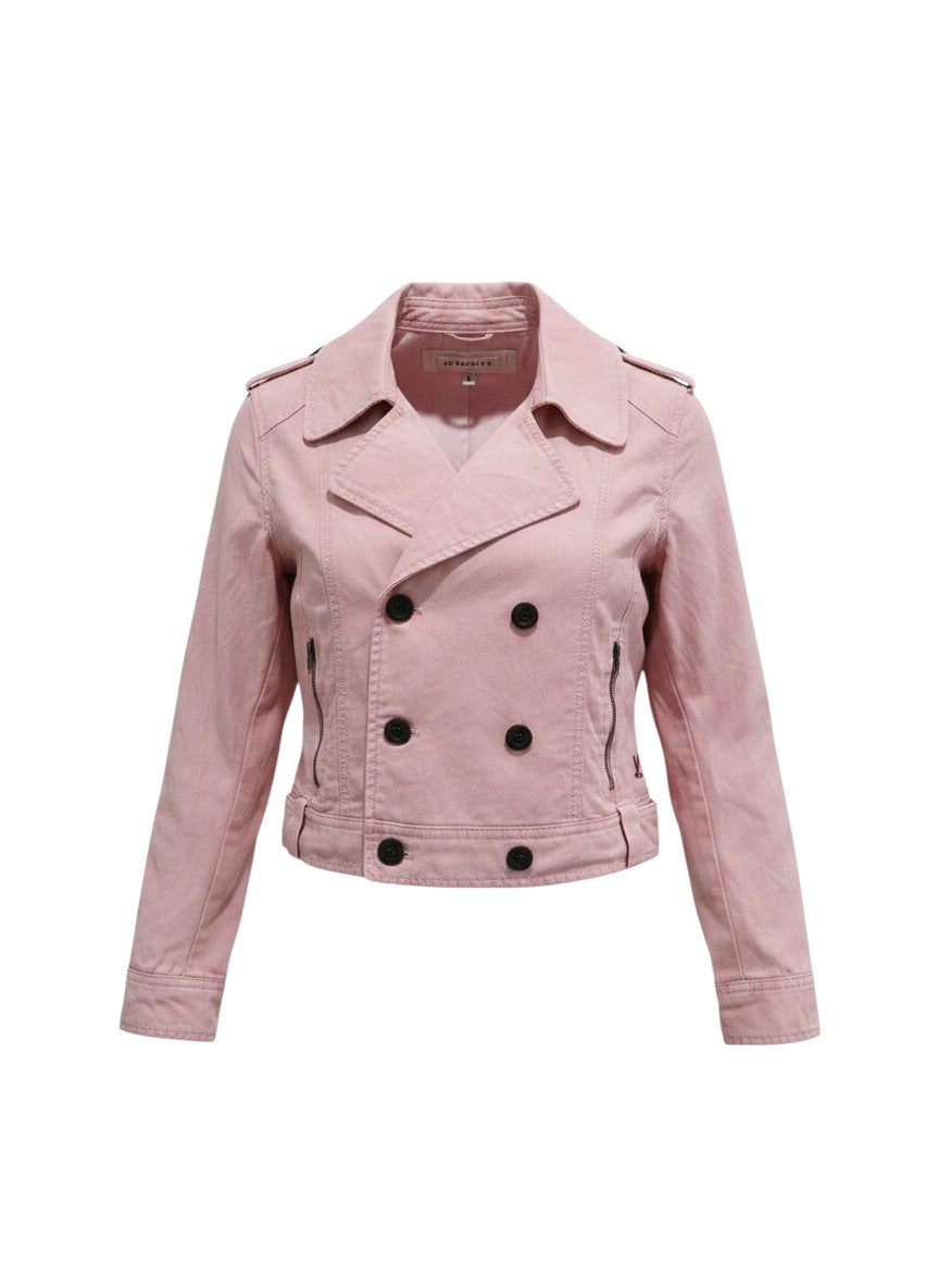 Light Pink Double-Breasted Jacket — Structured Zippered Pockets — CC Double O