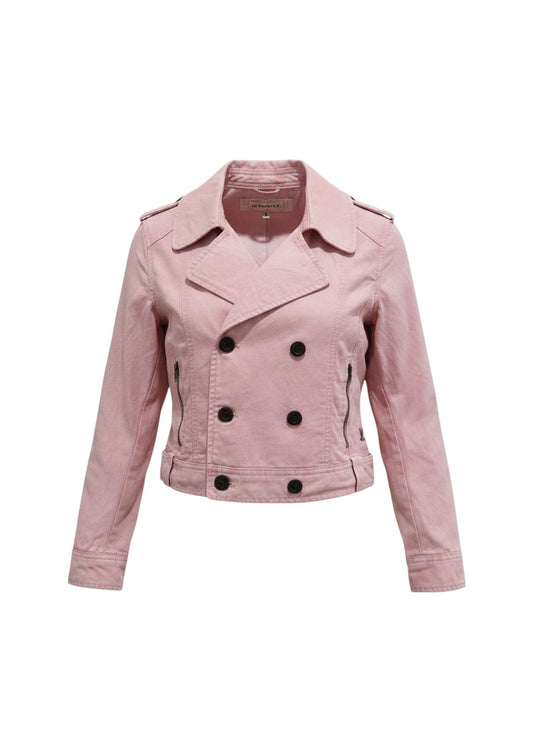 Light Pink Double-Breasted Jacket — Structured Zippered Pockets — CC Double O