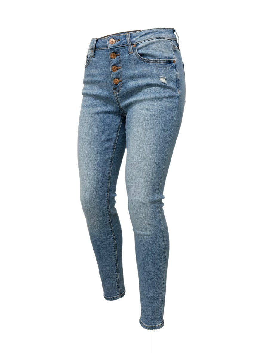 Denim Co. Light-Wash Button-Fly Skinny Jeans EUR 38